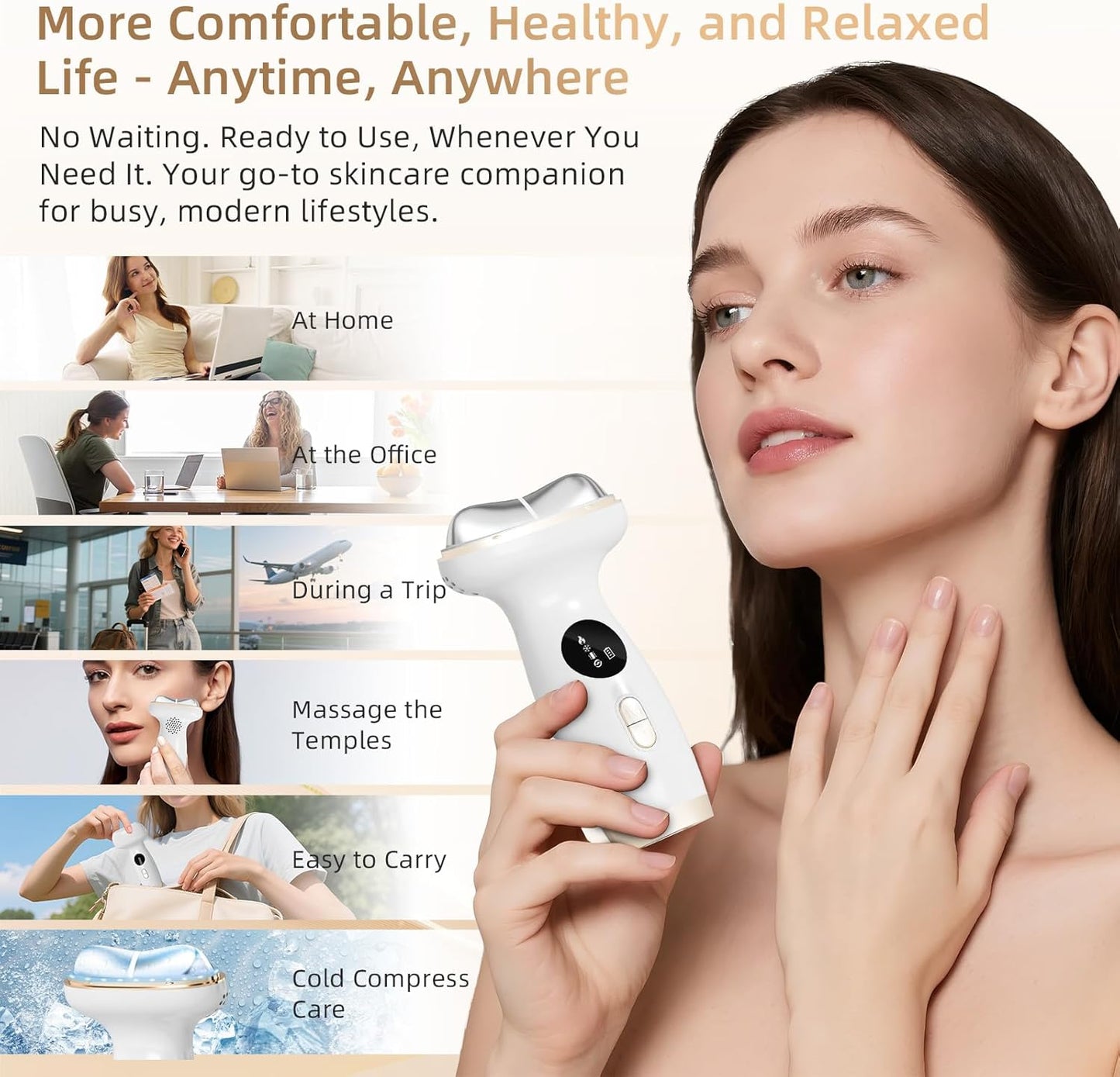 Cold Heat Facial Massager with Red Light Therapy, 7-in-1 LED Gua Sha Sculptor, Microcurrent, Vibration for Face Neck Eye Lifting, Wrinkles, Puffiness, Firming, USB-C Rechargeable Skincare Device