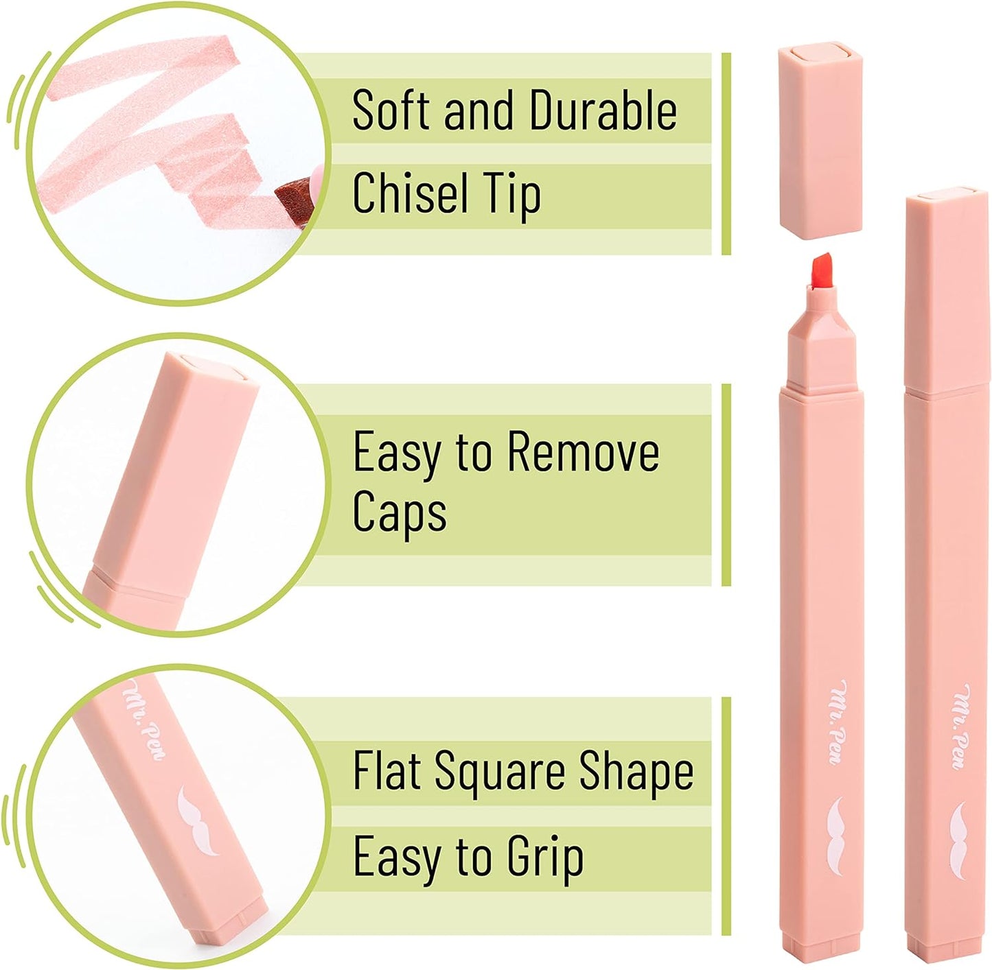 Mr. Pen- Aesthetic Highlighters, 8 pcs, Chisel Tip, Boho Colors, No Bleed Bible Highlighter Pastel, Assorted Colors, Cute, Back to School Supplies