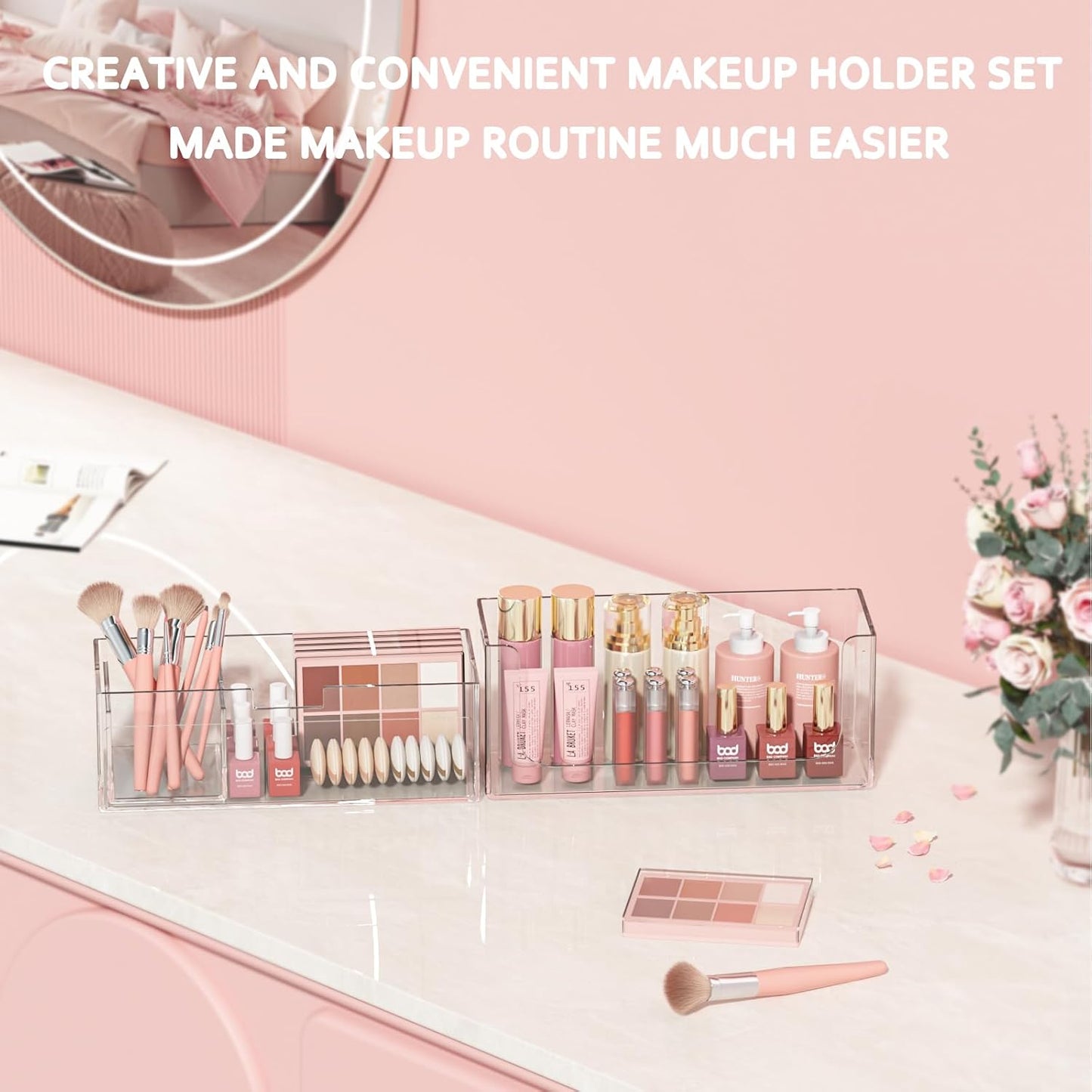 Stackable Storage Drawers Bathroom Drawer Organizer Clear Plastic Storage Bins Medicine Cabinet Organizer Makeup Organizers w Removable Divider Home Workspace Office Desktop Vanity Gift Idea 1Pack