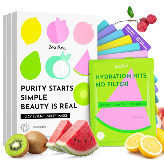 ZealSea Clean Beauty Face Masks Skincare, Minimalism 15 Ingredients Sheet Mask, Dopamine Color Design Facial Mask, Sleepover & Slumber Spa Party Supplies, Women Teen Girl Gifts Trendy Stuff, 21 Pack