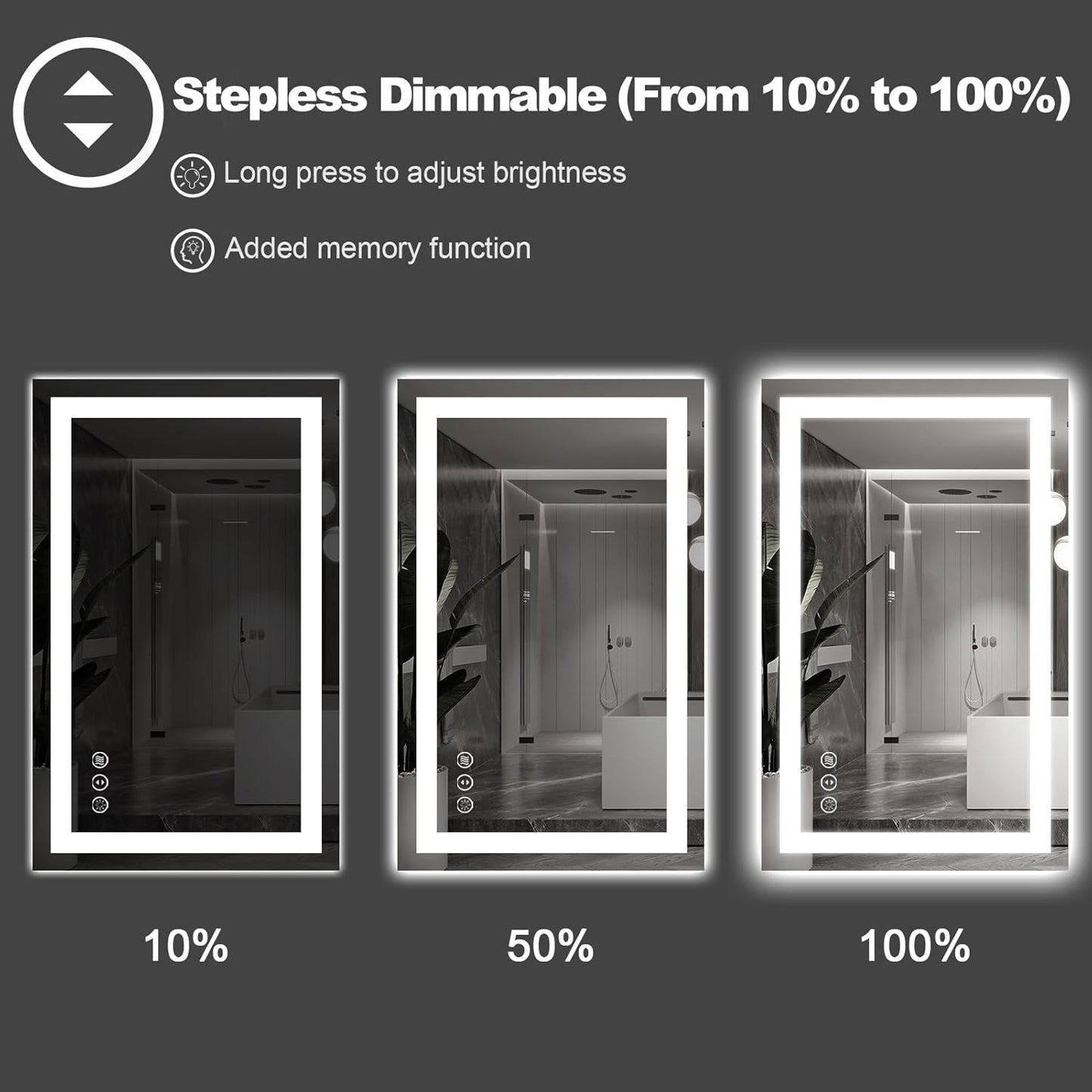 Amorho LED Mirror for Bathroom 24" X30" with Front Light and Backlit, Stepless Dimmable, Shatter-Proof, Memory, 3 Colors, Wall Mount (Horizontal/Vertical)