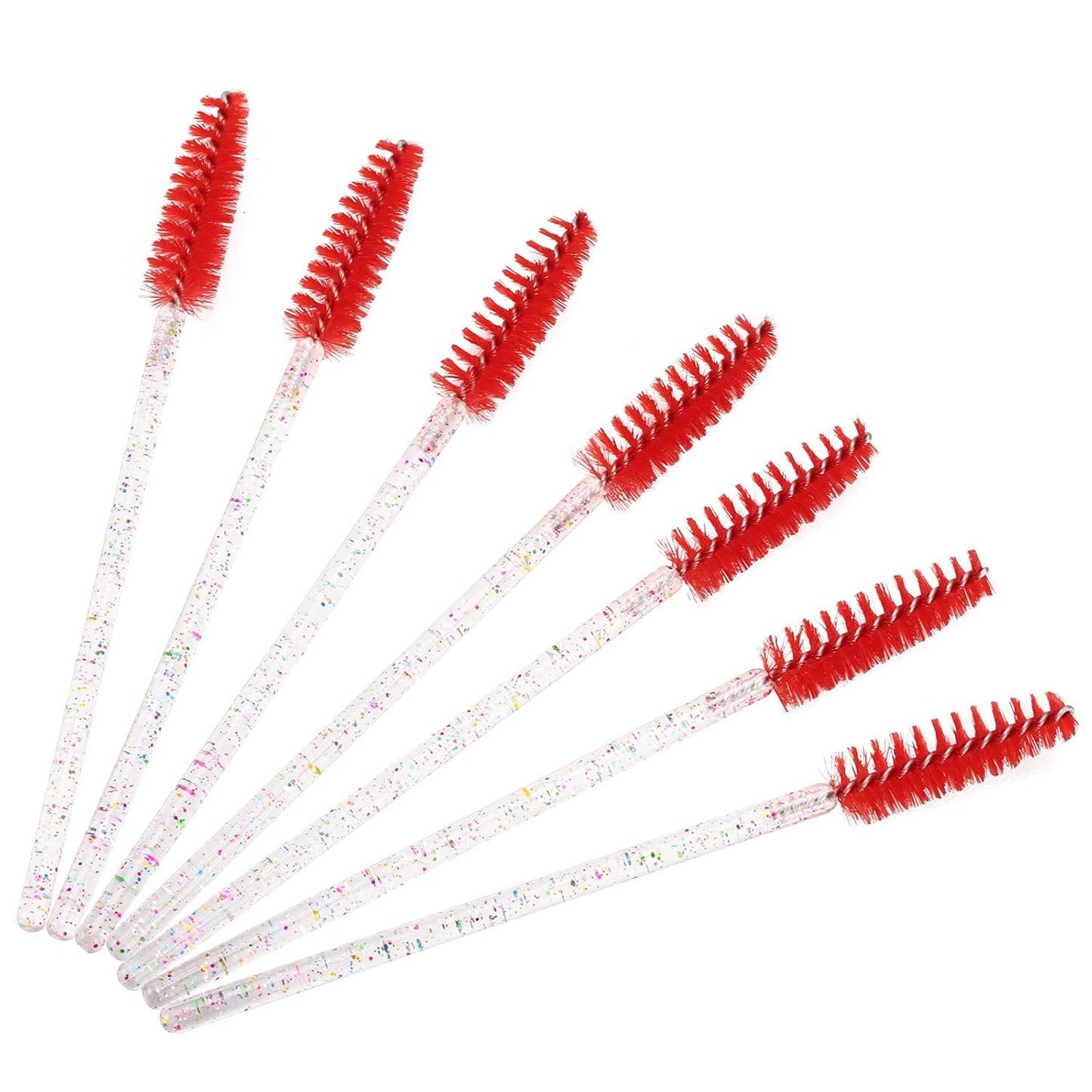 BTYMS 100 Pieces Disposable Mascara Wands Lash Spoolies Eyelash Brush Brow Spoolies Eyebrow Brush for Eyelash Extensions - Red