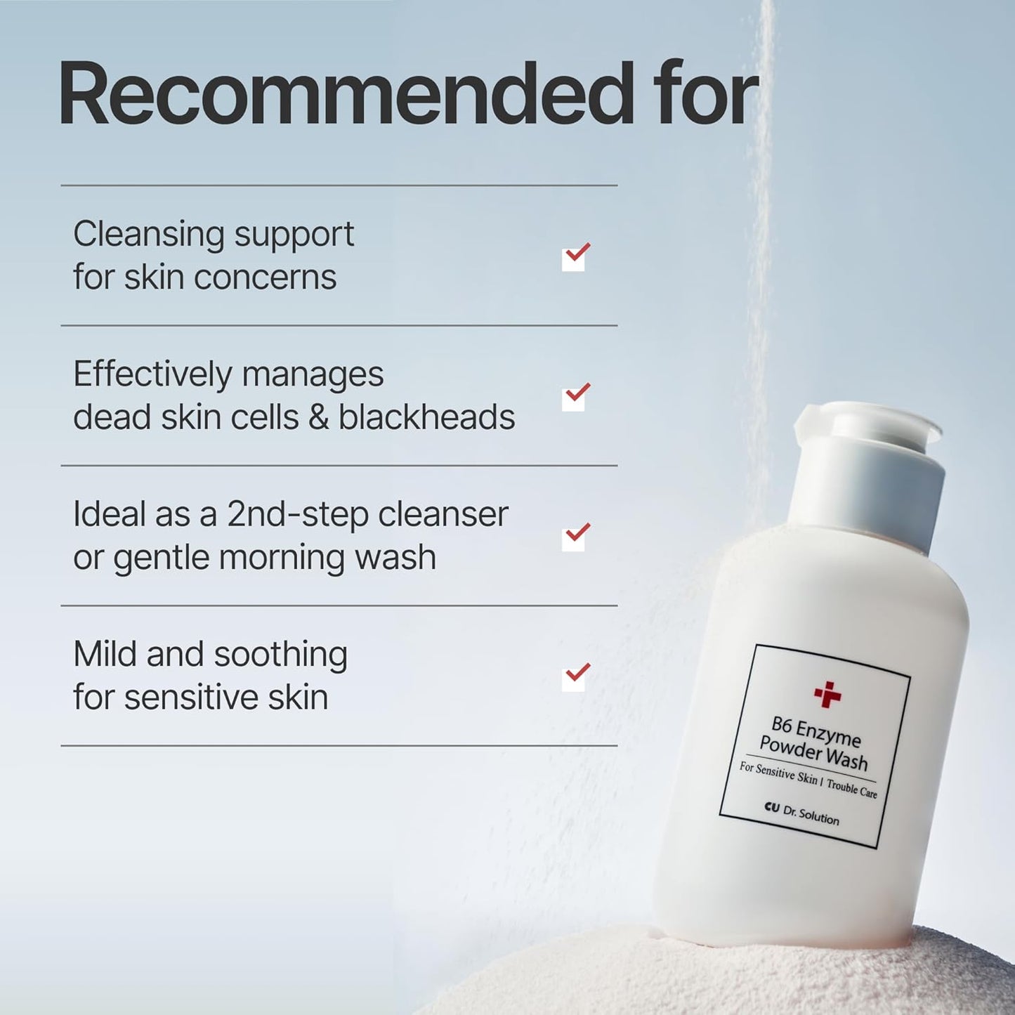 B6 Enzyme Powder Face Cleanser, Korean Skin Care Exfoliating Face Wash with PHA and Papain Enzyme, Face Exfoliator with Calamine and Vitamin B6, Gentle Cleanser, 55g (1.94 Oz)