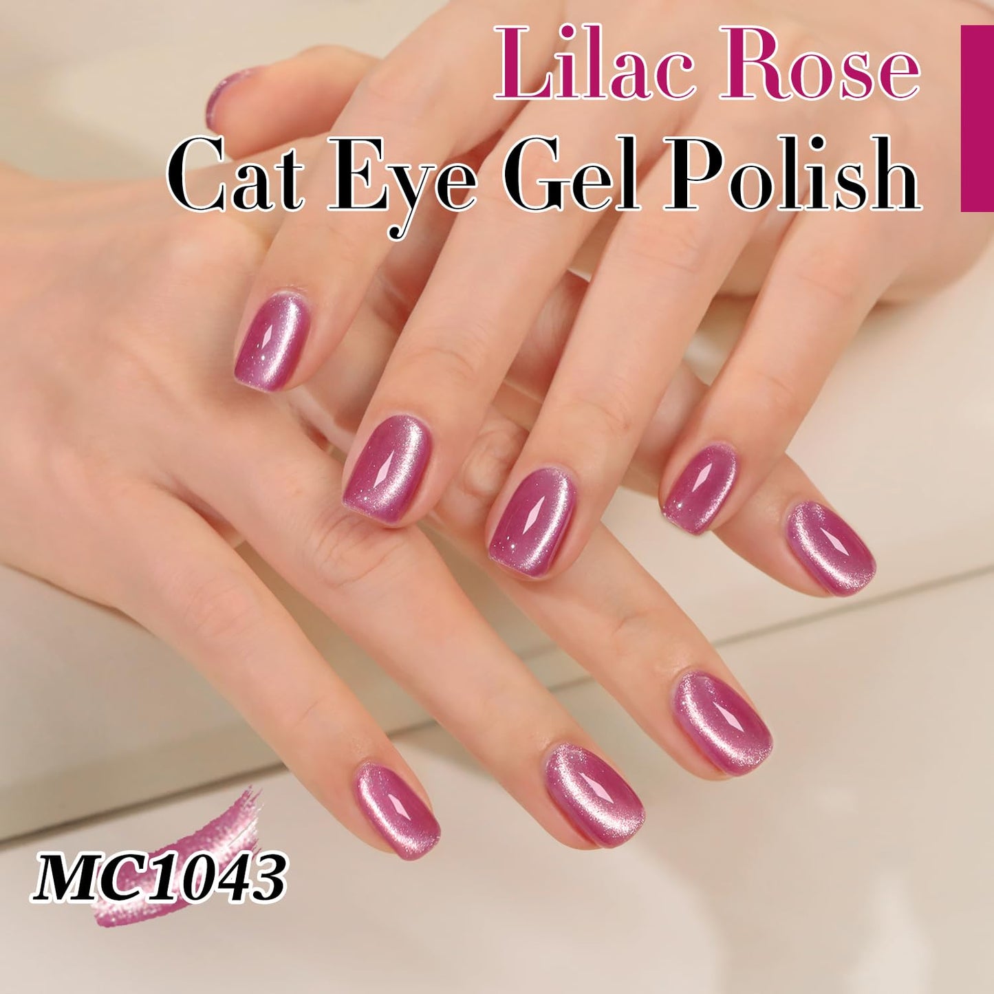 Double Rhythm Cat Eye Gel Polish with Magnet 15ML Holographic Glitter Shimmer Translucent Sheer Color Jelly Glass Magnetic Gel Polish Salon DIY at Home (Purple Pink-MC1043)