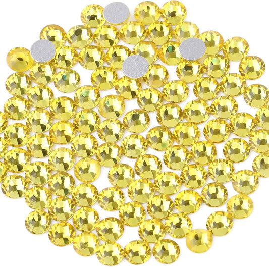 beadsland Flat Back Crystal Rhinestones Round Gems, Lemon Yellow (4.6-4.8mm) SS20/1440pcs