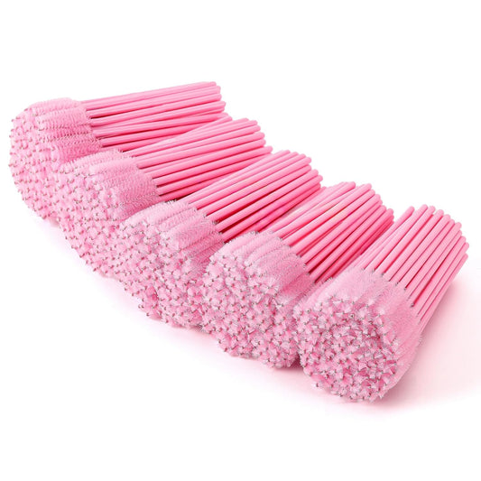Tbestmax 500 Disposable Mascara Wands Eyelash Brush Pink Spoolies for Eyebrow Eye Lash Extension