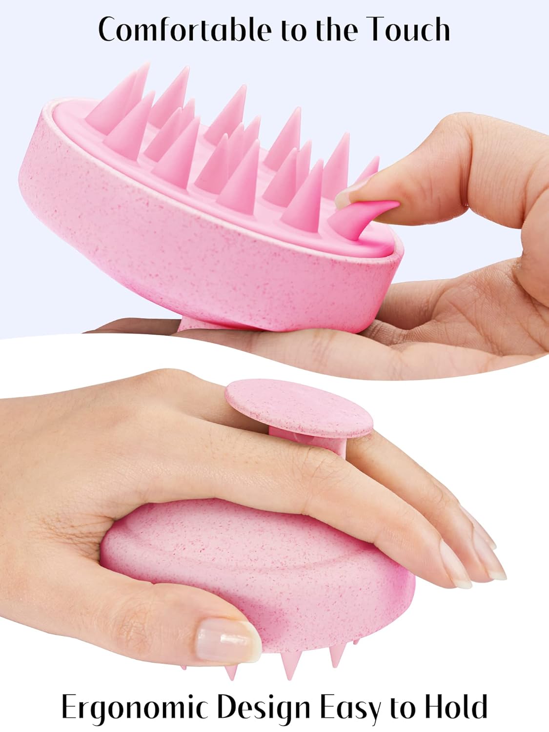 HEETA Scalp Massager Hair Growth, Soft Silicone Scalp Scrubber Shampoo Brush for Exfoliation, Dandruff Removal & Head Massage Stress Relax, Wet & Dry Use for Thick, Thin Hair Care, Wheat Straw Pink