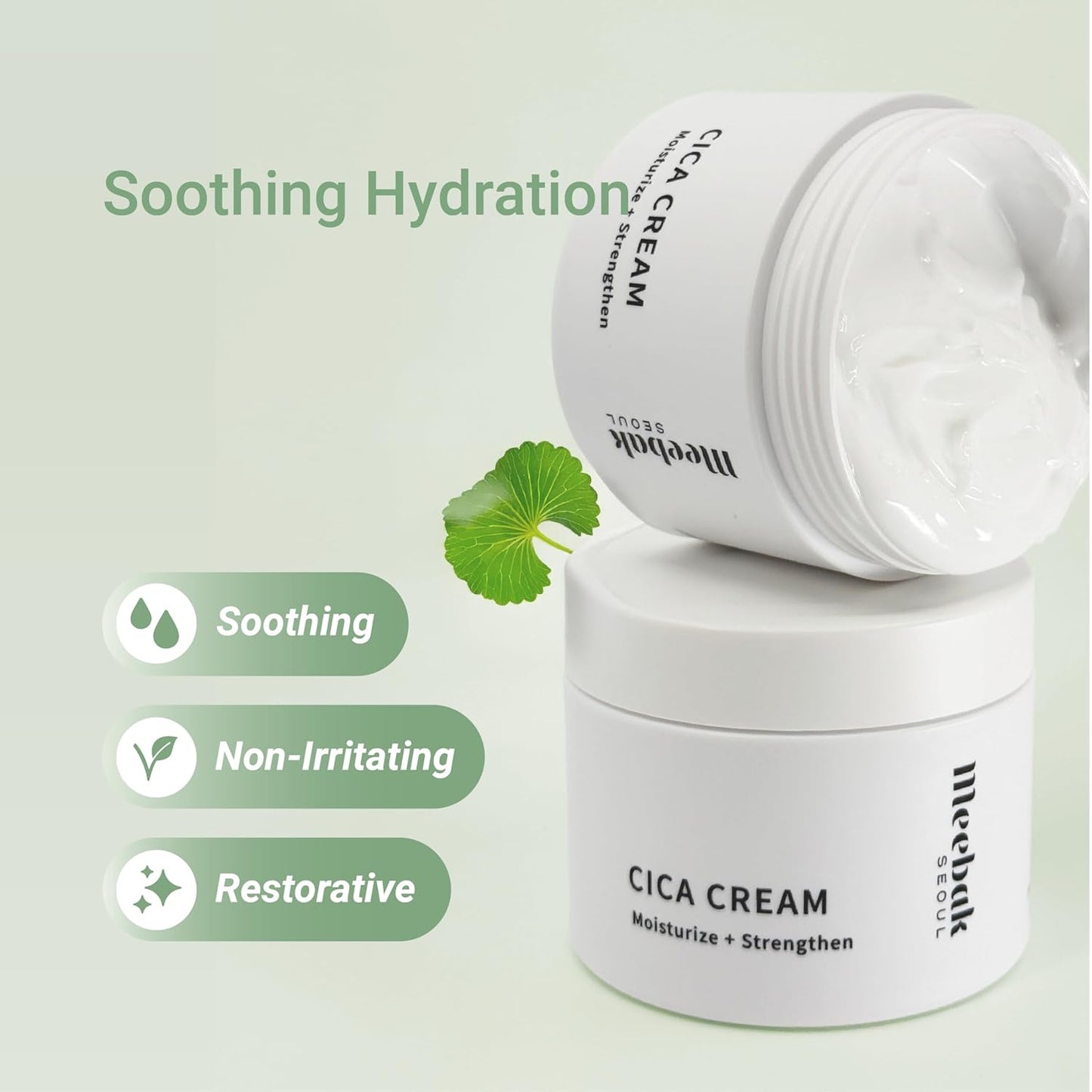 Meebak Cica Cream | Daily Repair Moisturizer with Niacinamide, Ceramide, & Retinol | Deep Hydration & Soothing | Locks in Moisture | Suitable for Sensitive Skin