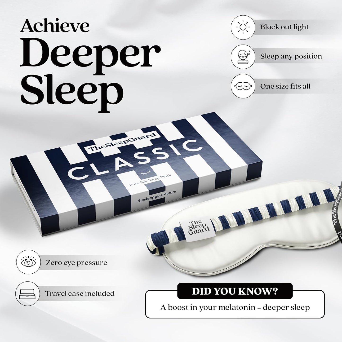 Pure Silk Sleep Mask [100% 6A Mulberry Silk, 22 Momme] Light Blocking Travel Essentials. Eye Masks for Sleeping. Black Oeko-Tex Blindfold. Eye Covers for Men & Women