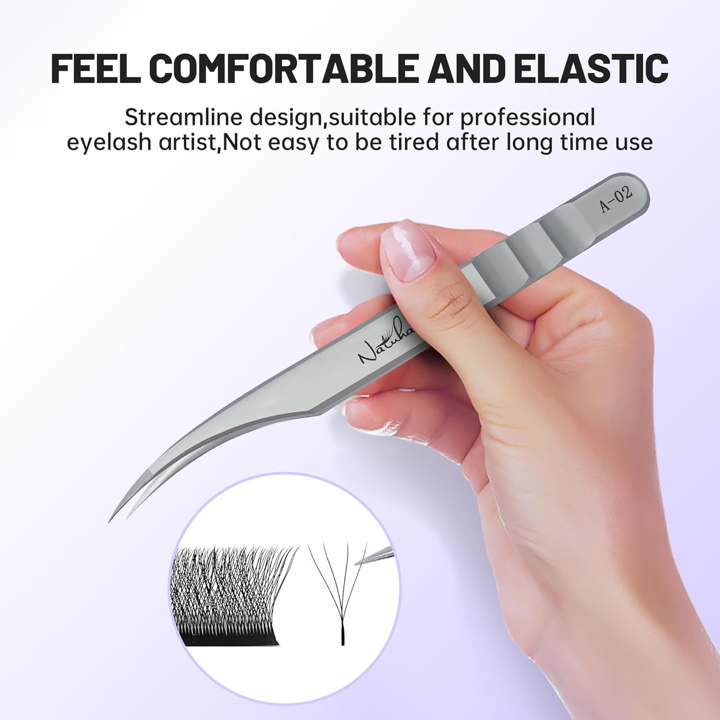 High Precision Lash Tweezers for Individual and Volume Eyelash Extensions Premium Stainless Steel Curved Fiber Tip Professional Isolation Tweezer