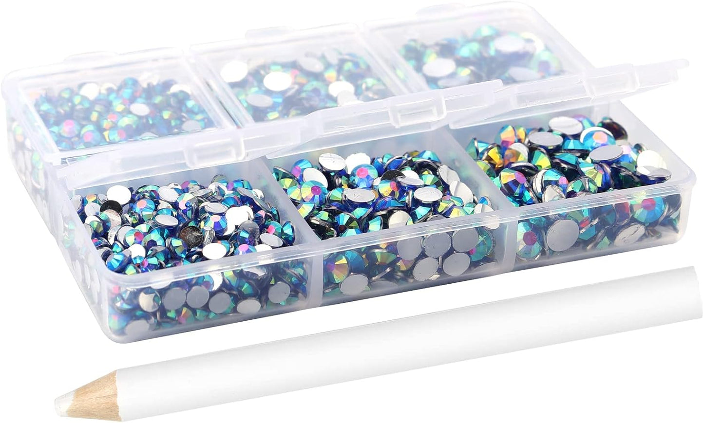 Multi Size 3mm 4mm 5mm Rhinestones Set for Nails Crafts Sapphire Non Hotfix Rhinestones Nail Gems Rhinestone AB Color&Round Flat Back Resin Rhinestone for Makeup Clothes Shoes Eye Bottles Crafts