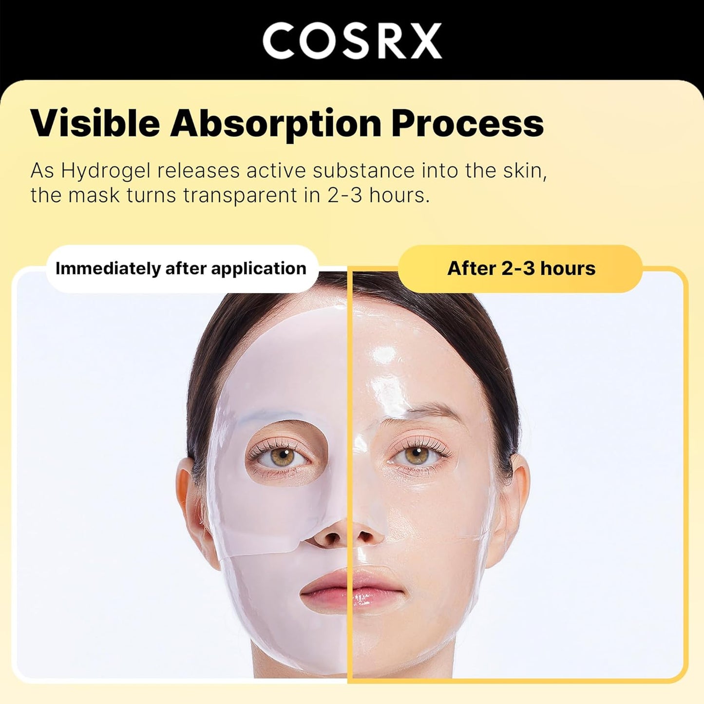 COSRX Advanced Snail Mucin Glass Glow Hydrogel Face Masks Skincare 3 EA, Collagen Face Mask, Travel Essentials, Overnight Face Mask, Korean Skin Care
