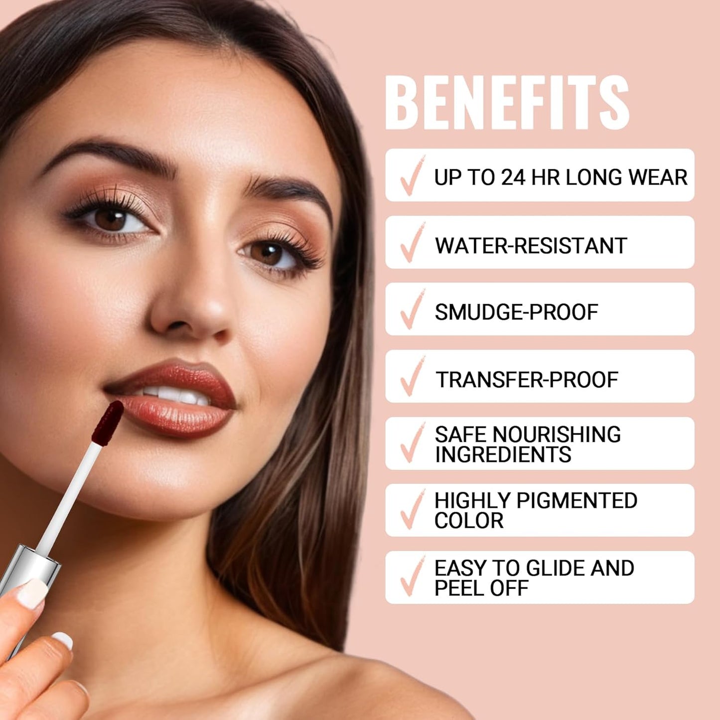 iMethod Lip Stain - Lip Liner Stain, Long Lasting Lip Stain Peel Off, Waterproof Stay On All Day, Transfer-Proof, Highly Pigmented, Natural Color, Coffee