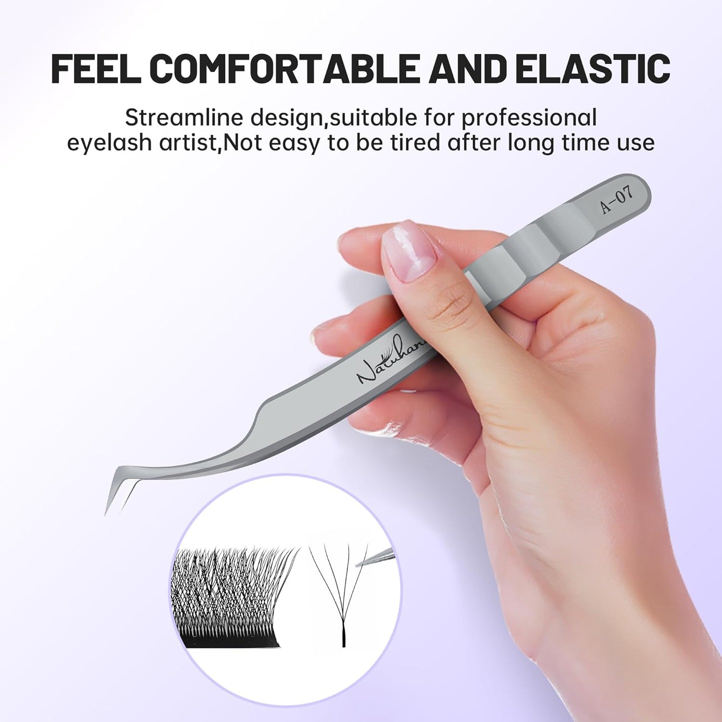 High Precision Lash Tweezers for Individual and Volume Eyelash Extensions Premium Stainless Steel Curved Fiber Tip Professional Isolation Tweezer