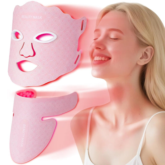 Red Light Therapy for Face and Neck, Led Face Mask Light Therapy, 7 Colors Light Therapy for Face & Neck, Red Light Therapy Mask for Skin Improve, Firm and Sooth, Professional Skin Care at Home