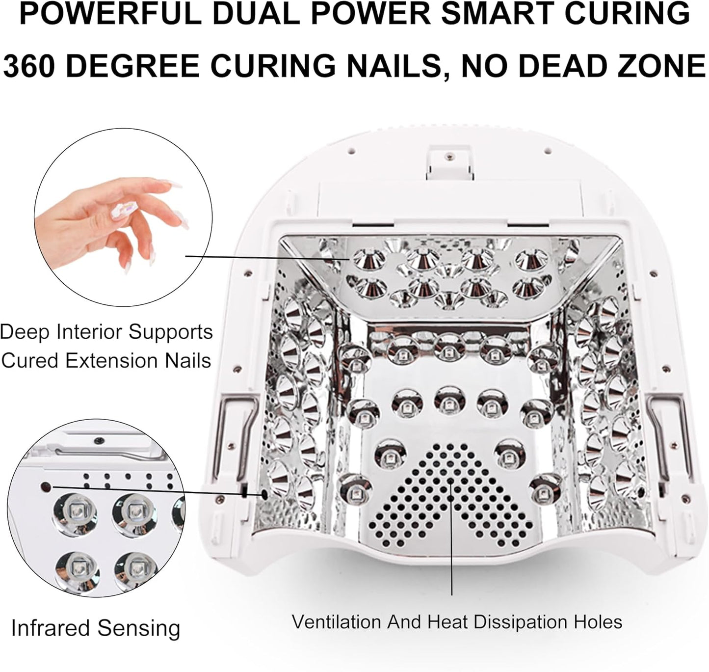 M - GlowPro Professional Hybrid 86W Wireless Rechargeable UV LED Nail Curing Lamp Cordless Nail Dryer for Gel Nails, Manicure, Pedicure (Black)