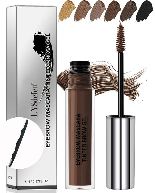 Waterproof Tinted Brow Gel-Long Lasting SmudgeProof Liquid Eyebrow Makeup,Eyebrow Mascara Tinted Brow Glue,Brow Filler Tint,Volumizing Enhance Brow Mascara,With Brow Razor Brush for Women-04Dark Brown