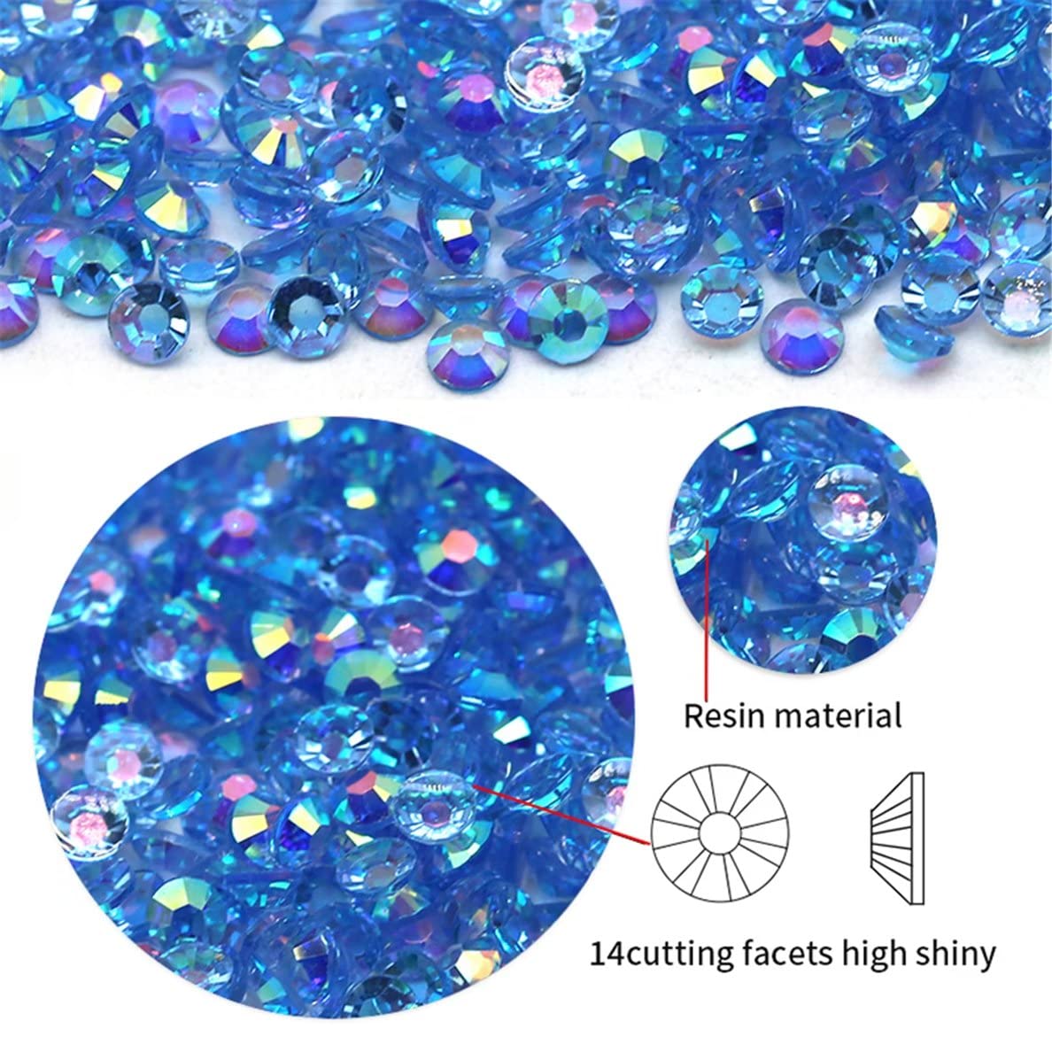 2250 Pcs SS16 4mm AB Flatback Rhinestones for Nails Art Crafts Transparent Glitter Round Gems Crystals DIY Clothes Shoes(Clear Green AB)