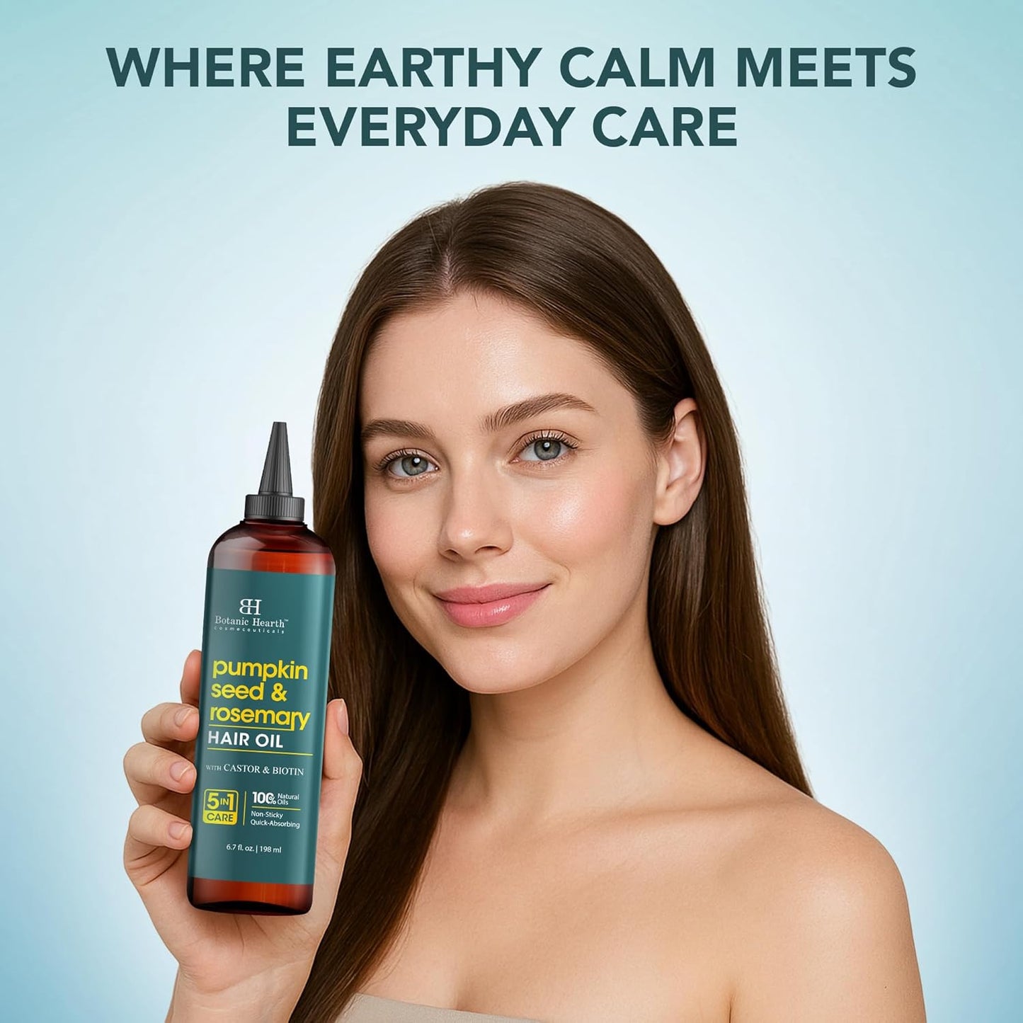 Botanic Hearth 100% Pure Pumpkin Seed Rosemary Oil For Hair Growth (6.7 fl oz)| Infused with Pumpkin, Rosemary, Castor | Hair Oil Repairs Dry Damaged Hair, Strengthening, Healthier Hair- Hair Tonic