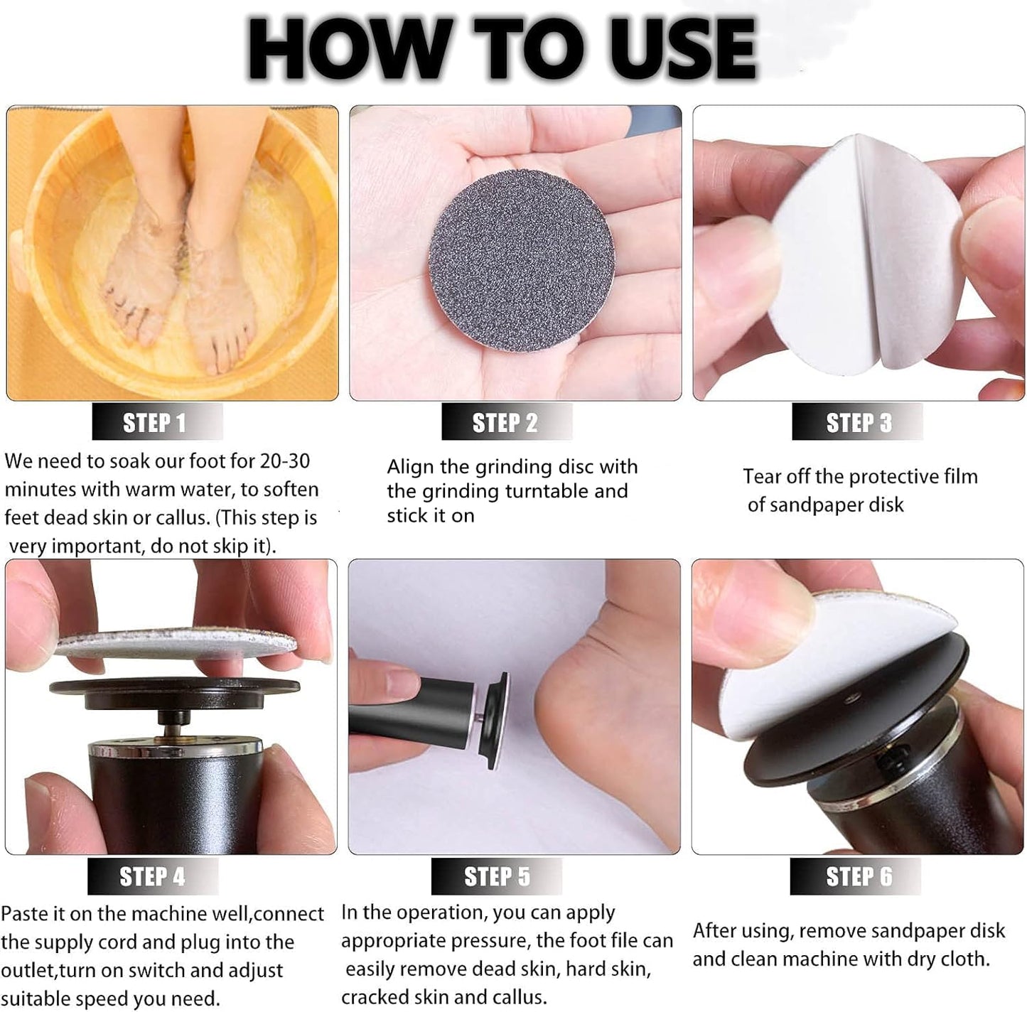 Electronic Foot File Grinder (Speed Adjustable) with 60pcs Replacement Sandpaper Disk，Electric Foot Scrubber Dead Skin Remover，for Feet Hard Cracked Dry Dead Skin Exfoliation，Unisex（Rose Pink）