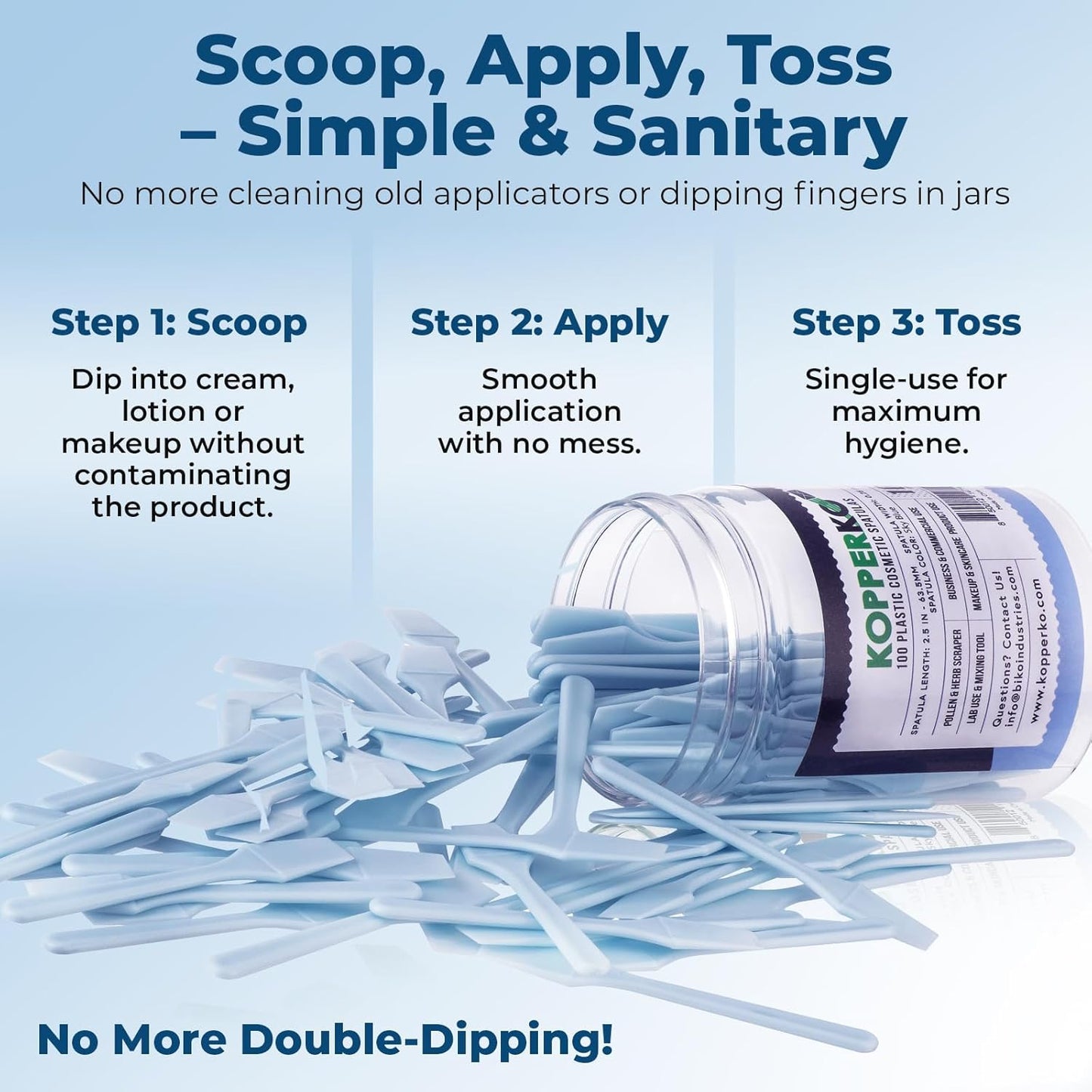 Mini Skincare Spatula (2.5", 500 Pack) - Small Makeup Scoop Spatula for Skincare, Creams, & Crafts | Face Cream Applicator for Mixing, Cosmetic, Face Mask | Skin Care Applicator | Sky Blue