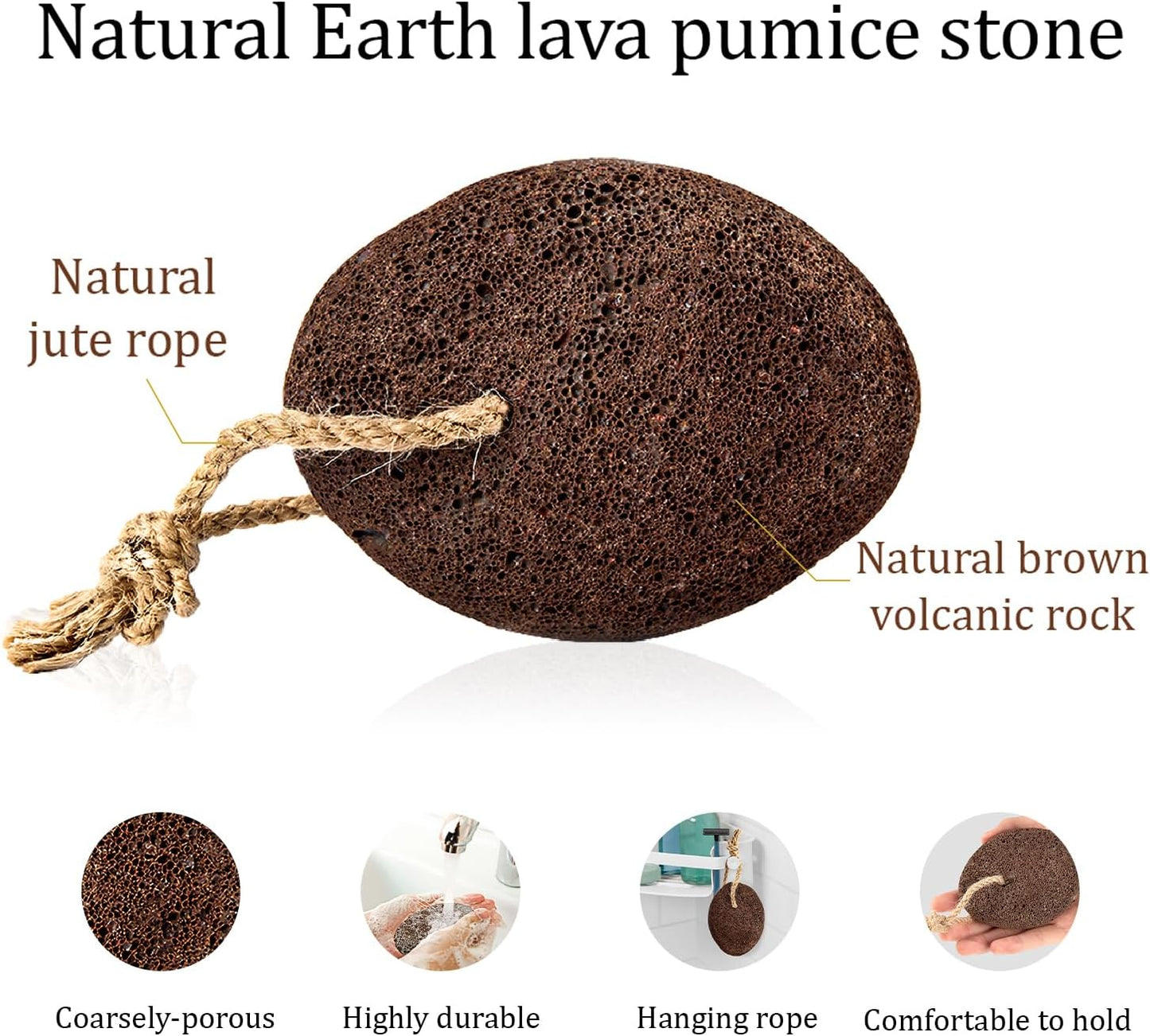 Pumice Stones for Feet - Natural Earth Lava Brown Pack of 2 - Callus Corn Remover for Feet Heels and Palm - Pedicure Exfoliation Tool - Dry Dead Skin Scrubber - Health Foot Care