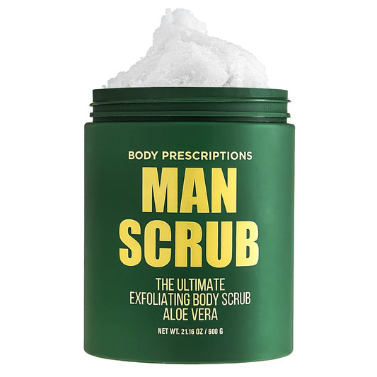 Body Prescriptions Men’s Exfoliating Body Scrub – Ultimate Skin Cleansing Wash in Jar with Twist-Top Lid, For All Skin Types, 21 Ounce (Pack of 1), Aloe Vera