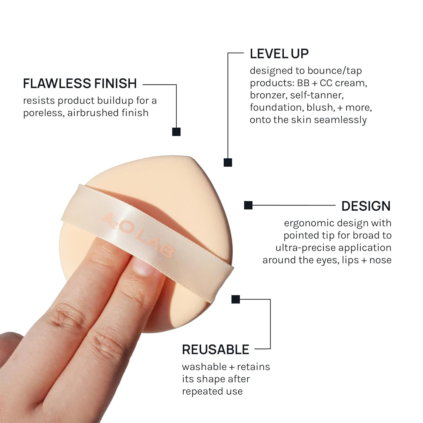 AOA Studio Silky Silicone Makeup Sponge Set, Reusable Cosmetic Applicators Extra Soft Rubycell Makeup Sponges (Peach)