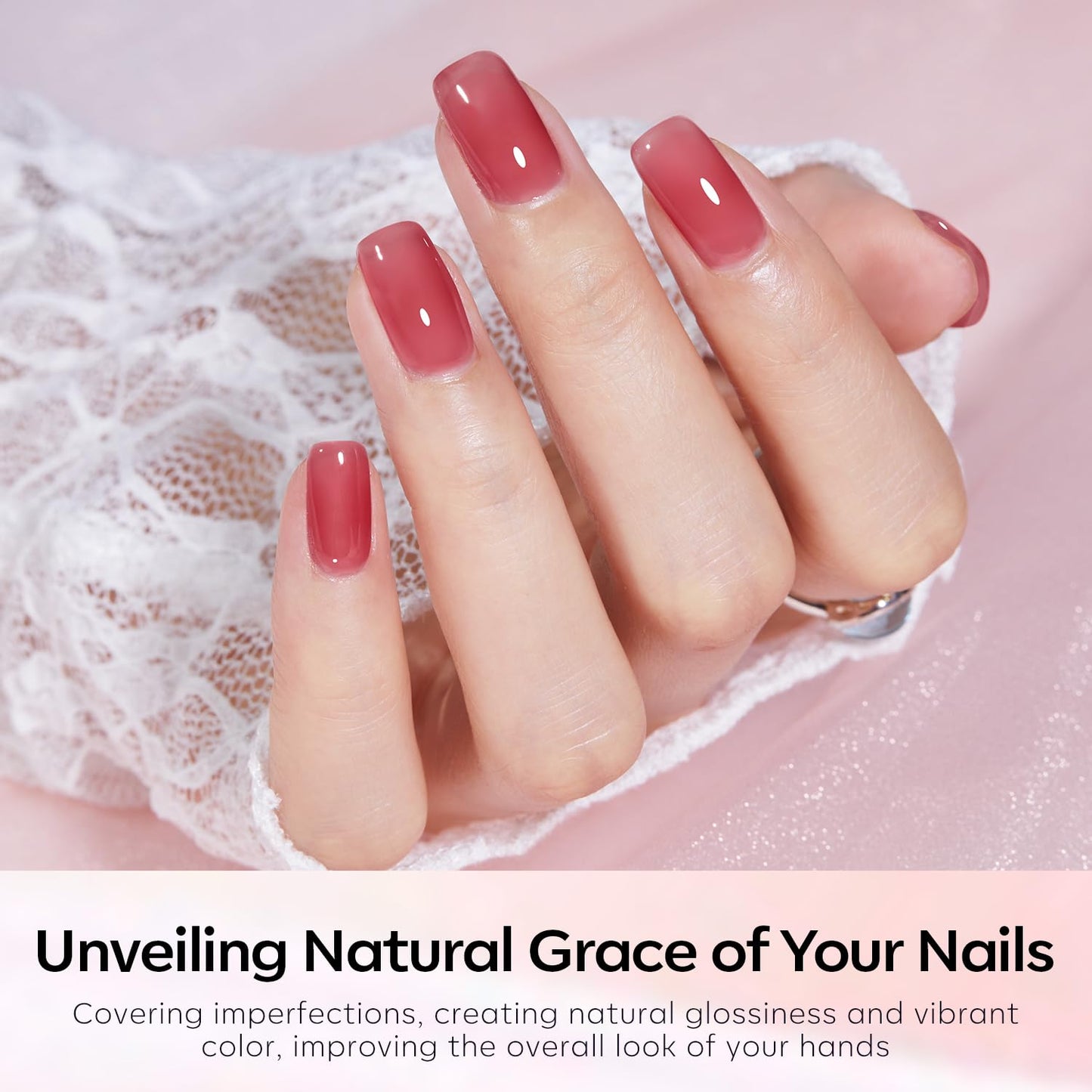 Modelones Gel Nail Polish Set 6 Colors Nude Red Pink Brown Transparent Gel Polish Kit Neutral Clear Crystal Translucent Manicure Sheer Nails Art Trend Home DIY Manicure Gift For Women Girl