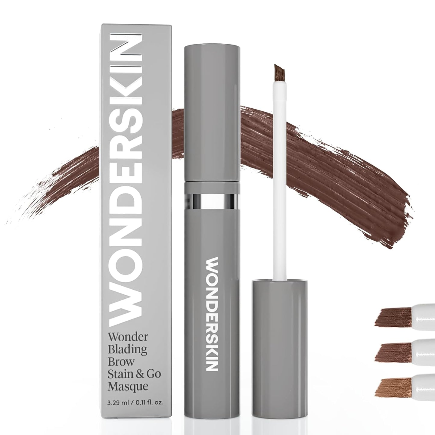Wonderskin Wonder Blading Brow Stain & Go Masque - Long Lasting Eye Brow Tint, Transfer Proof and Smudge Proof Eyebrow Tint Stain (Dark Brunette)