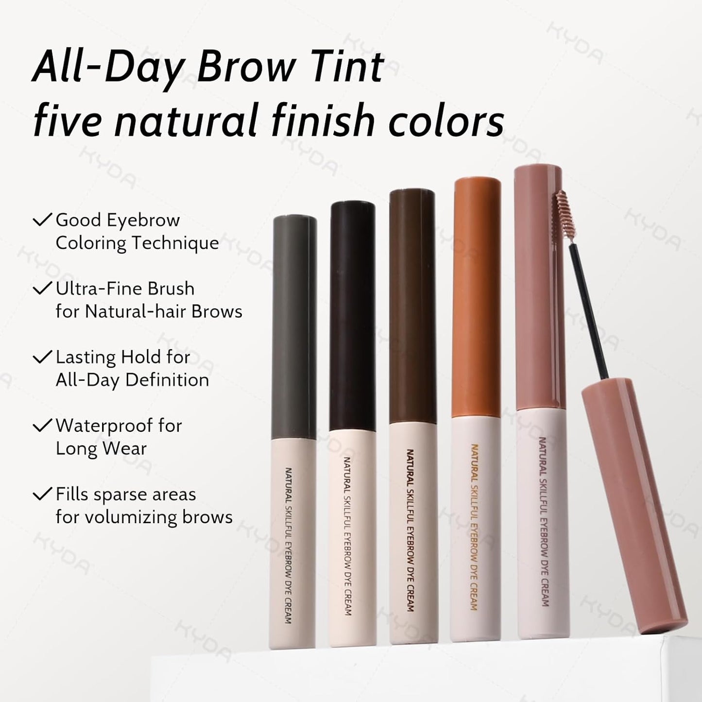 KYDA 2 Pcs Tinted Eyebrow Cream, Ultra-Fine Brush Tinted Brow Gel, Waterproof Smudgeproof Eyebrow Mascara, Long Wear, Natural Brow Makeup without Clumping, Dark Brown