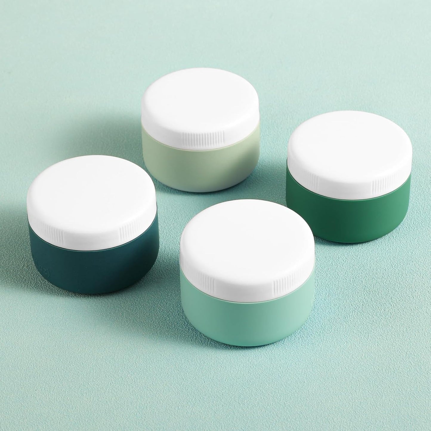 Travel Containers for Toiletries, Silicone Cream Jars BPA-Free, Leak-proof 3oz Travel Size Containers, Portable Size Silicone Jars with Lid for Cosmetic Face Hand Body Cream (4 Pack)