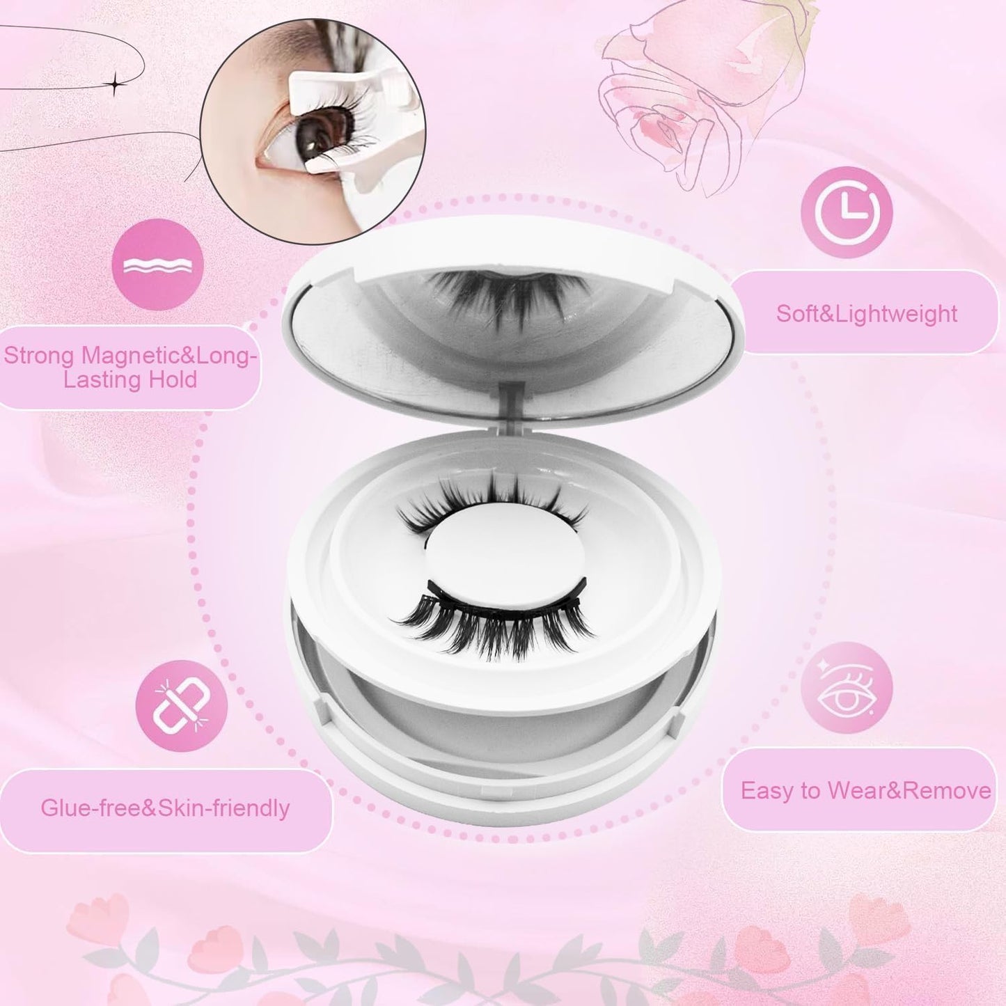 Ginani Magnetic Lashes,Magnetic Eyelashes with Applicator,2025 New Reusable Magnetic Lashes Natural Look No Glue or Liner Needed(Camellia+Devil+Natural)