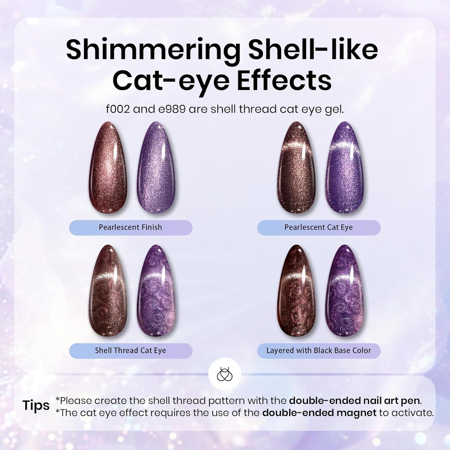 Beetles Pearl Gel Nail Polish Set - Ocean Treasures Gel Polish, 20 Colors Glitter Cat Eye Pink Red Mermaid Swirl Thread Effect Soak off Nail Gel for DIY Manicure Gift for Women