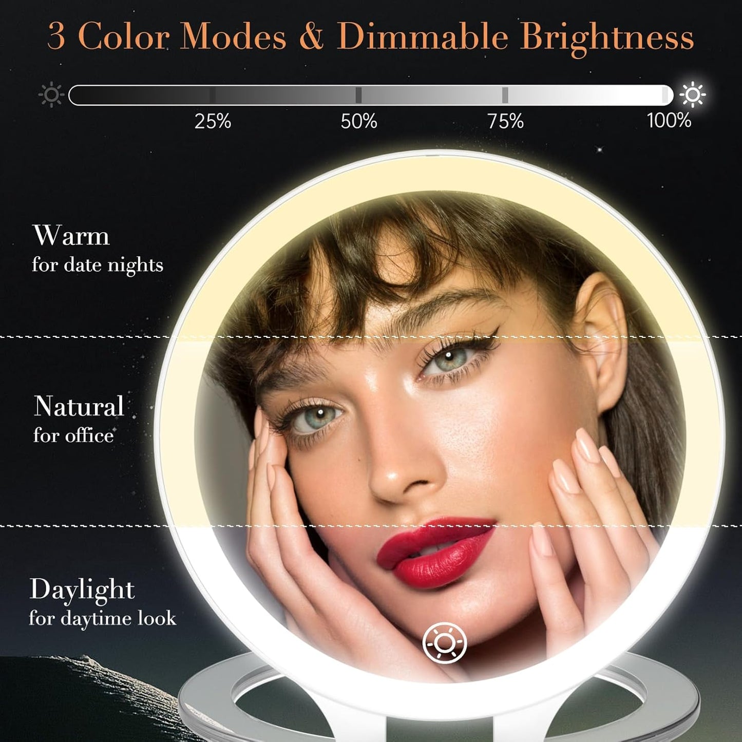 Magnifying Mirror with Light 20X/1X, Double Sided Travel Mirror with Light, Rechargeable Makeup Mirror with 3 Color Setting Adjustable Stand Lighted Vanity Portable Desk Cosmetic