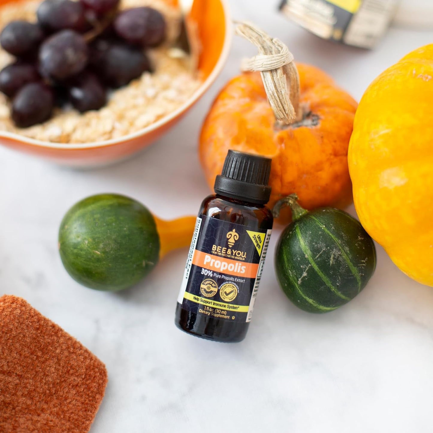 Bee and You Propolis Liquid Extract Drops, 30% Propolis, Ultra Pure, Immune Support Supplement, Sore Throat, Allergy Relief, Respiratory, Antioxidants, Keto, Paleo, Gluten-Free, 1 Fl Oz