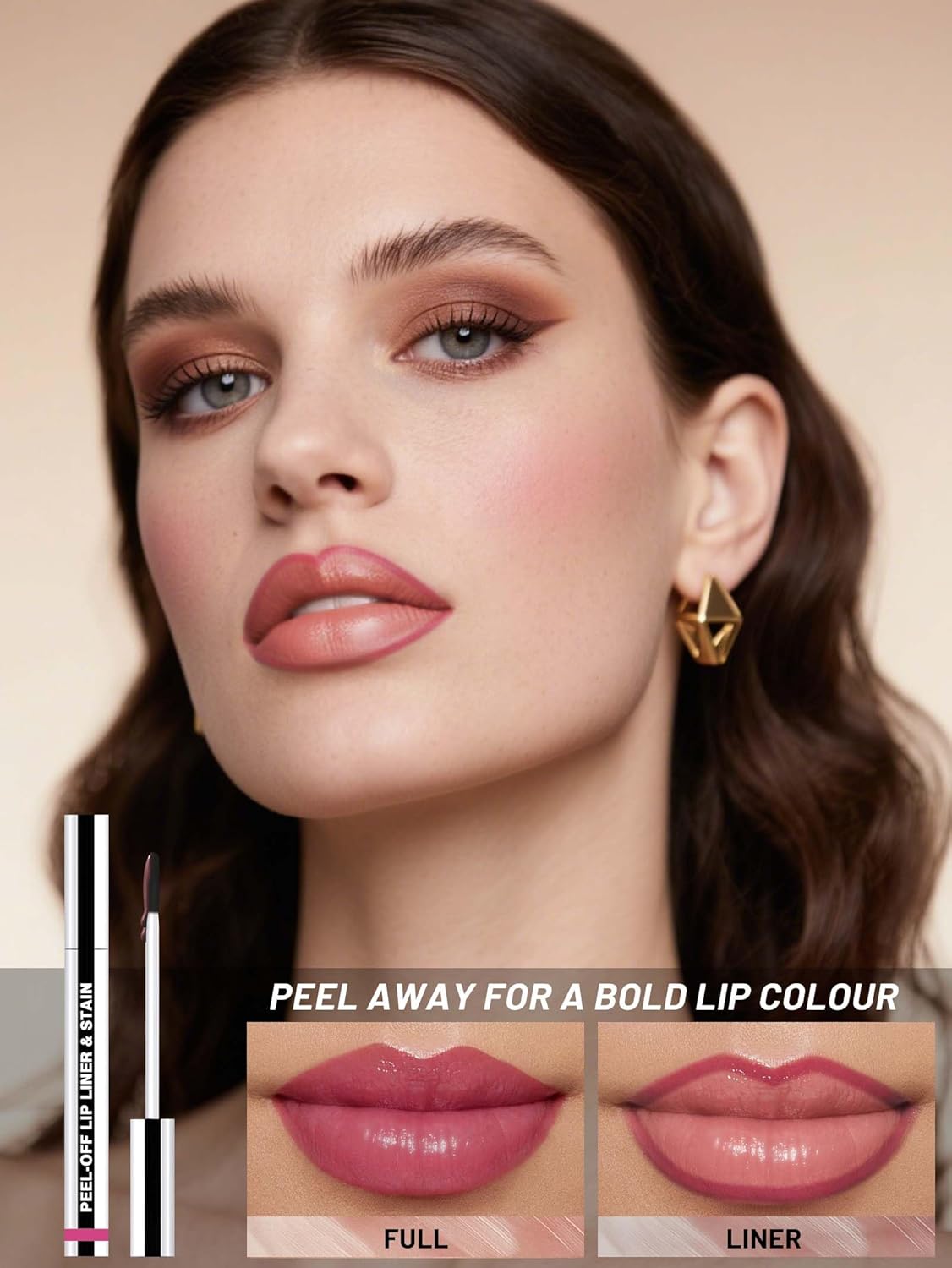 Lip Stain Peel Off Lip Liner Stain with Tweezer, Long Lasting Matte Lip Tint Tattoo, Highly Pigmented Color Lip Makeup, Waterproof Lipstick, Transfer-proof Lipstain for Women, Neon Rose