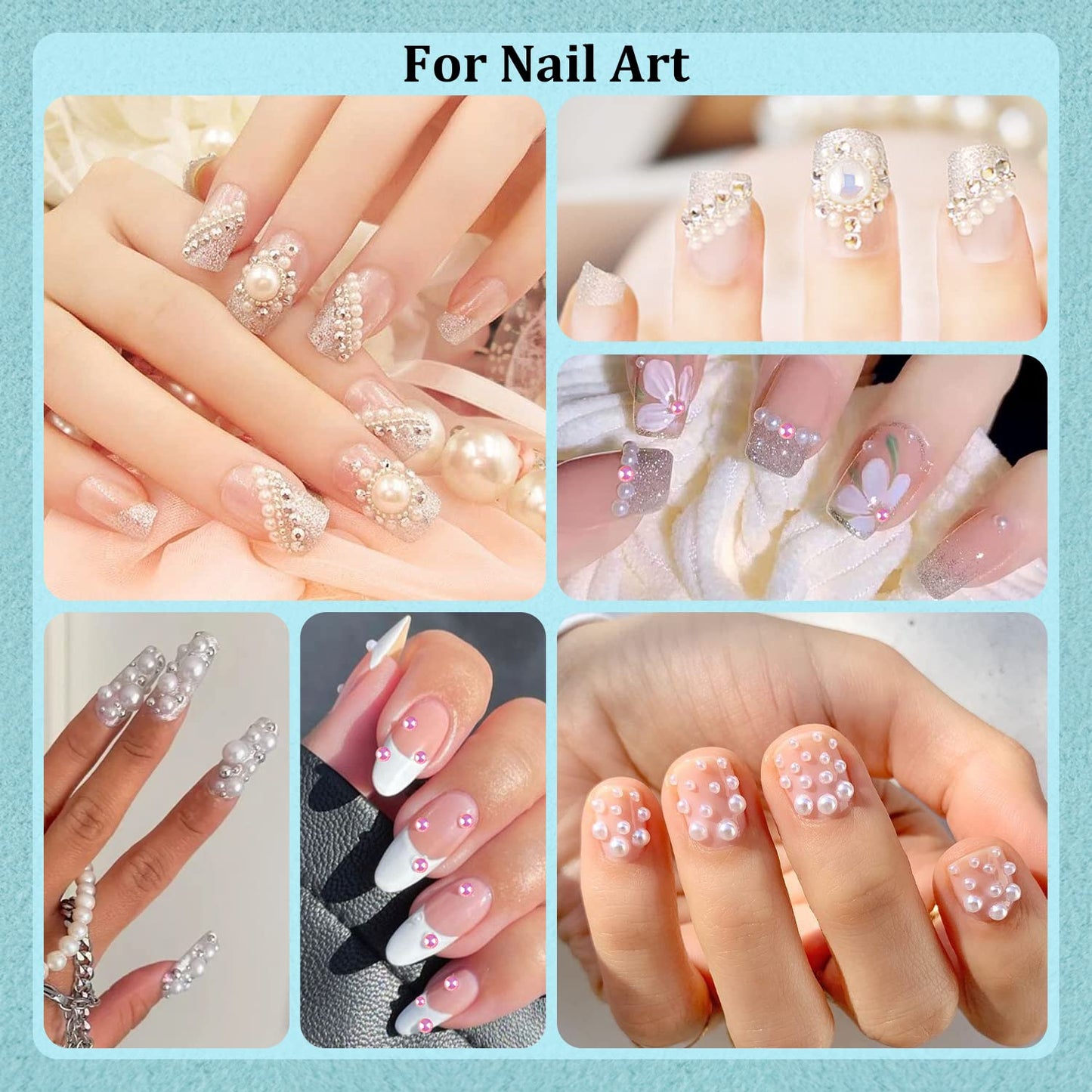 100g Flatback Pearls and Rhinestones Set 1-Pink&White, Mixed Size 3-10mm Resin Rhinestones and Half Pearls for Nail Art and Crafts and Decoration with Tweezer and Pickup Pencil