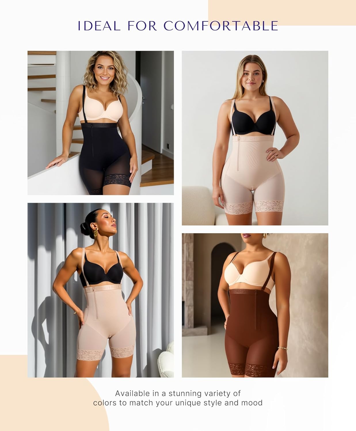 SHAPELLX Shapewear Tummy Control Fajas Colombianas Body Shaper for Women Butt Lift Bodysuit