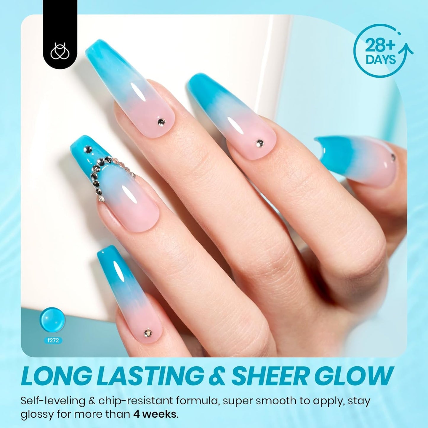 Beetles Blue Gel Nail Polish, 15ML Summer Jelly Gel Polish Sheer Translucent Effect Neutral Gel Soak Off UV Mystic Blue Lagoon Series French Nail Art Manicure Salon Gift for Women