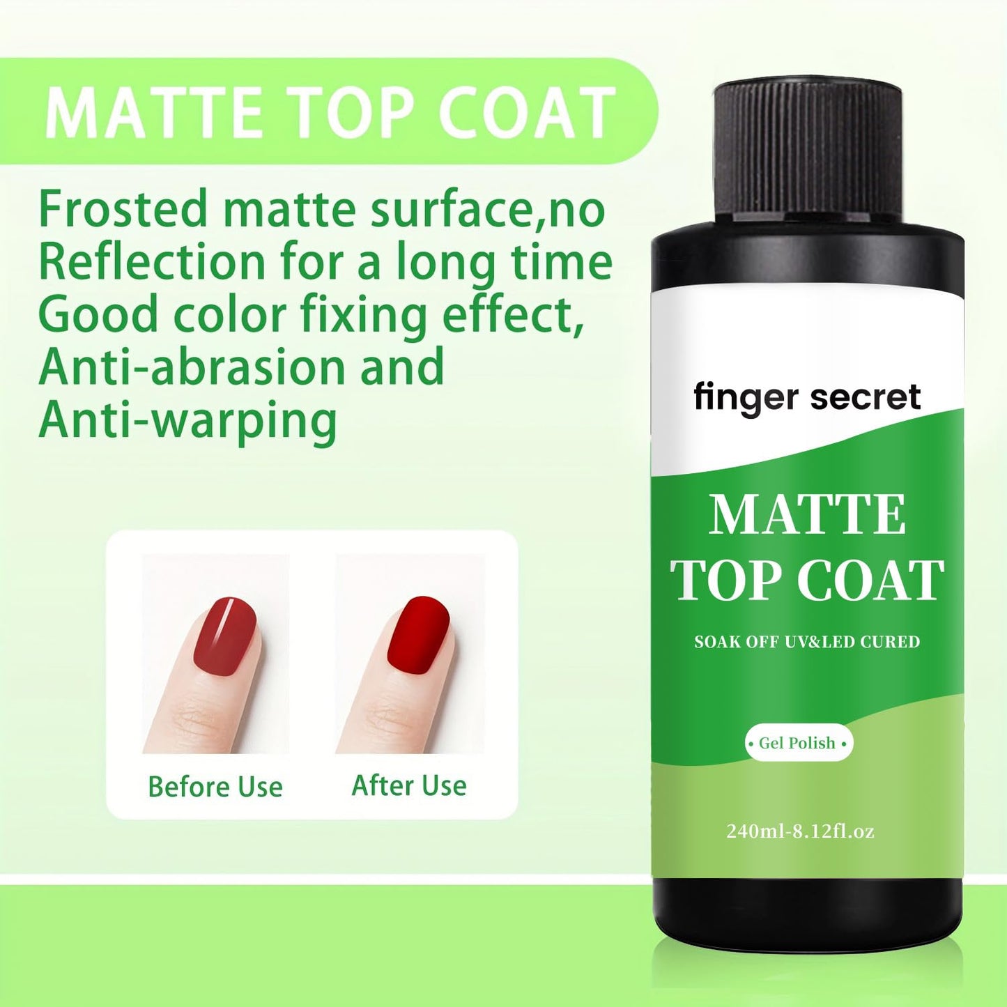 240ml/8floz Matte Top Coat for Gel Nail Polish,Fashion Matte Nail Polish,Nail Supplies for DIY in Salon or Home Use.