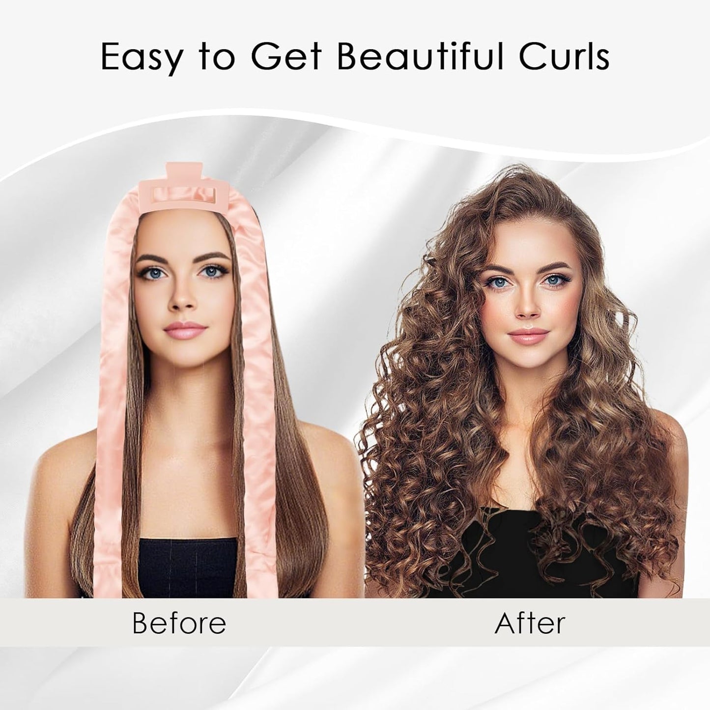 weiwei Satin Heatless Curls Overnight Hair Curler Headband, No Heat Curls Overnight Hair Curlers to Sleep In, 70" Hair Curlers No Heat, 9 Pcs Satin Heatless Curling Set for Women Long Hair