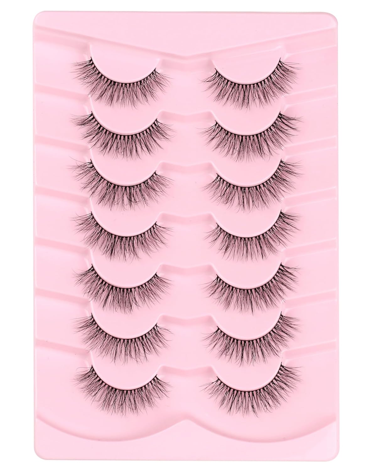 Natural Lashes Wispy False Eyelashes Natural Fake Lashes Fluffy Mink Lashes Short Strip Lashes Pack 7 Pairs