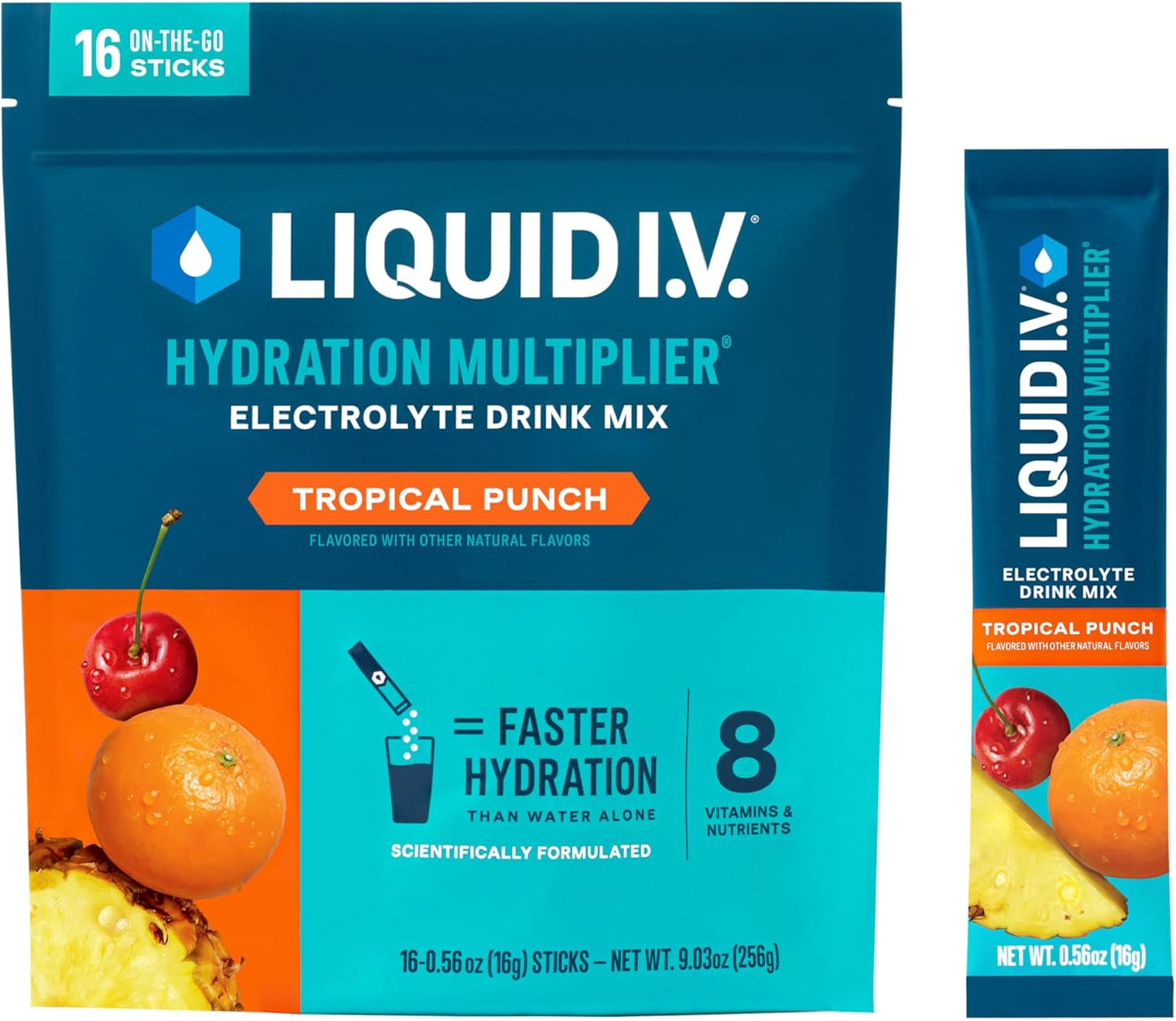 Liquid I.V.® Hydration Multiplier - Tropical Punch | Electrolyte Powder Drink Mix | 1 Pack (16 Servings)