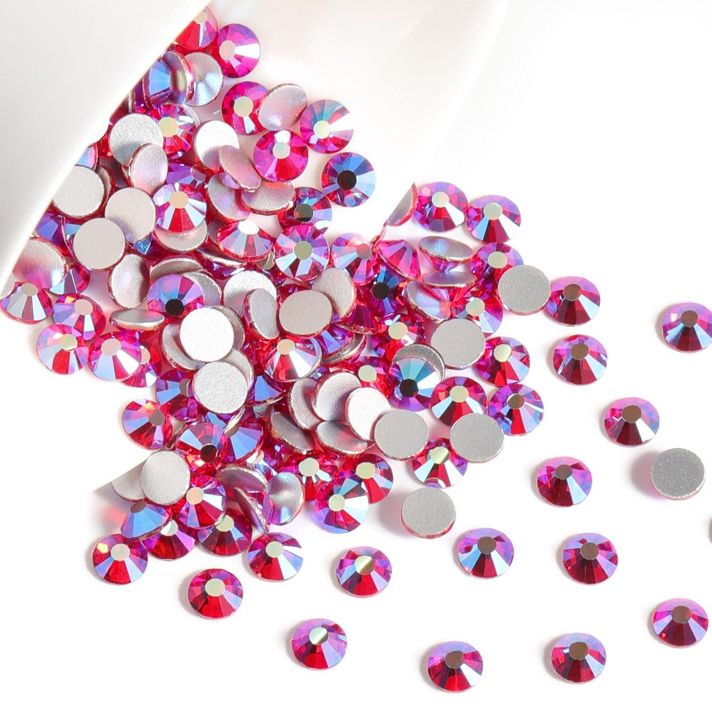 Beadsland 2880pcs Flat Back Crystal Rhinestones Round Gems for Nail Art and Craft Glue Fix,Light Siam AB,SS4,1.5-1.7mm