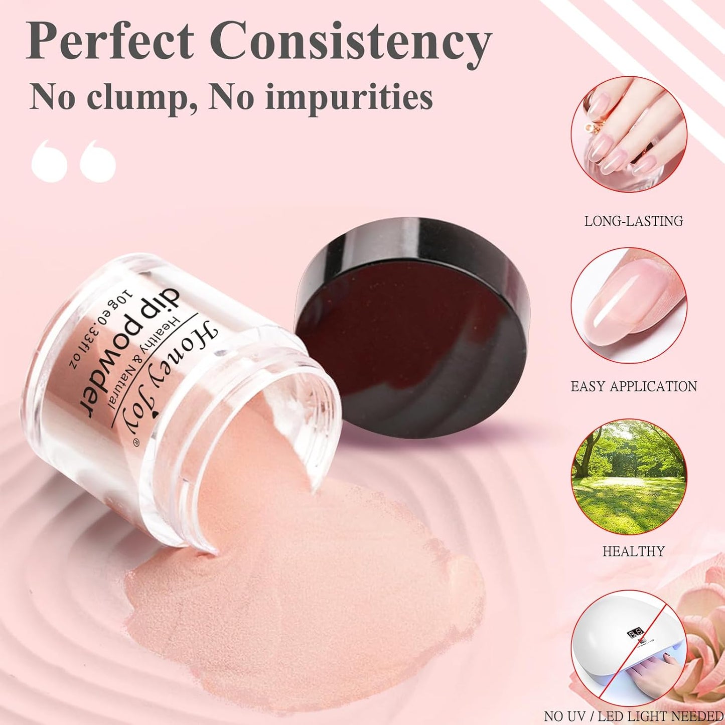 Honey Joy Dip Powder Nail Kit Starter,4 Colors Gentle Nude Brown Pink Neutral Skin Dipping Powder Liquid Set with Base Top Coat for Nail Art Manicure Salon DIY No LED Nail Lamp Needed，Dip-7pcs-07