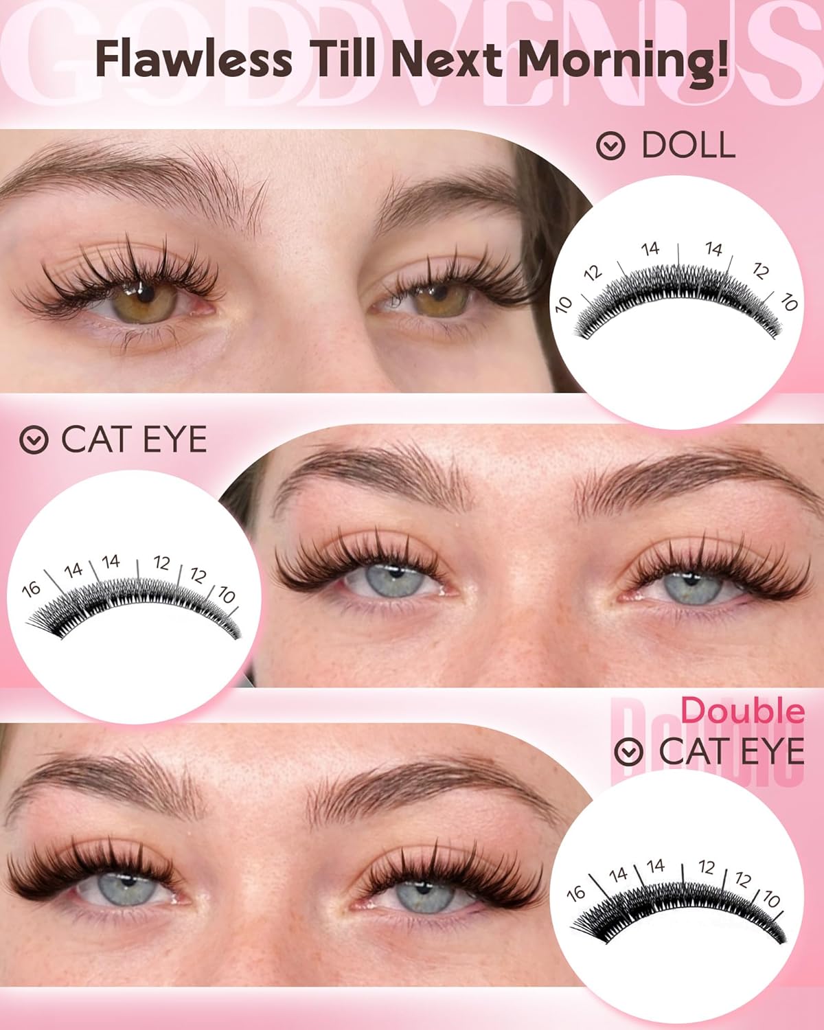 Brown Manga Lash Clusters Kit Natural Cluster Eyelash Extensions Kit CD Curl Wispy Fairy Eyelashes Clusters Anime Individual Lashes 180pcs