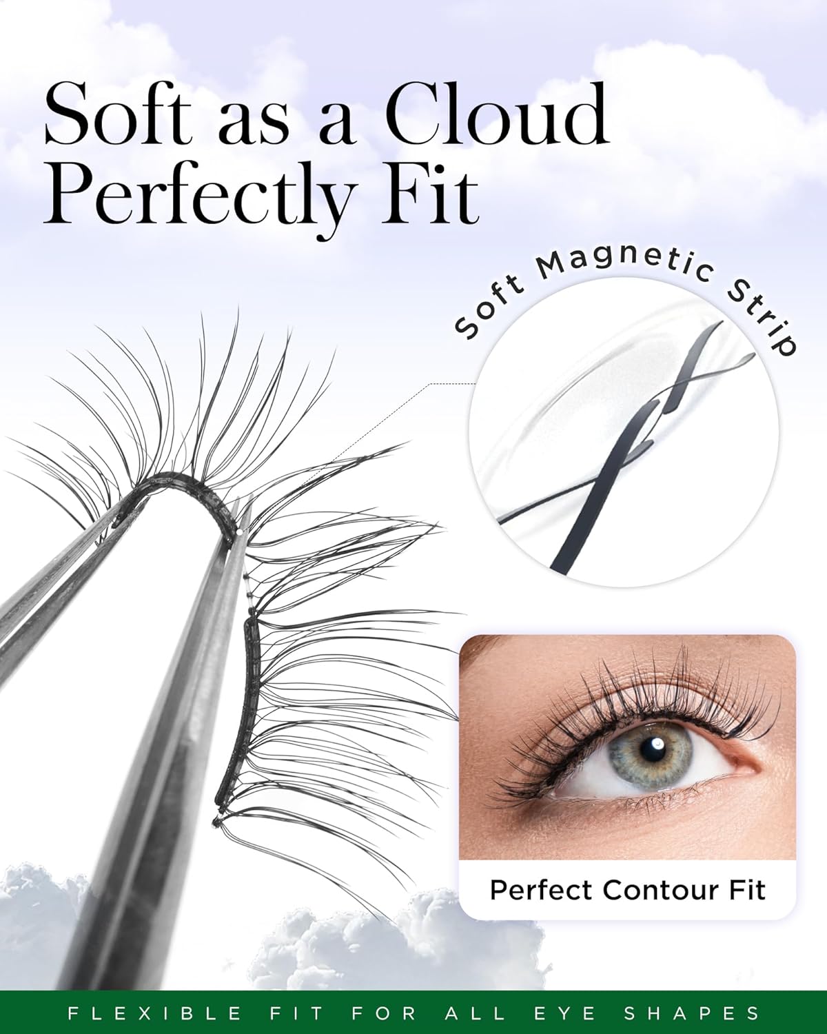 BEYELIAN Magnetic Eyelashes with Applicator, Upgrade Magnetic Lashes Natural Look, Reusable Soft Magnetic Eyelash No Glue Needed, Easy Apply for Eye Makeup (Lightweight & Comfortable)