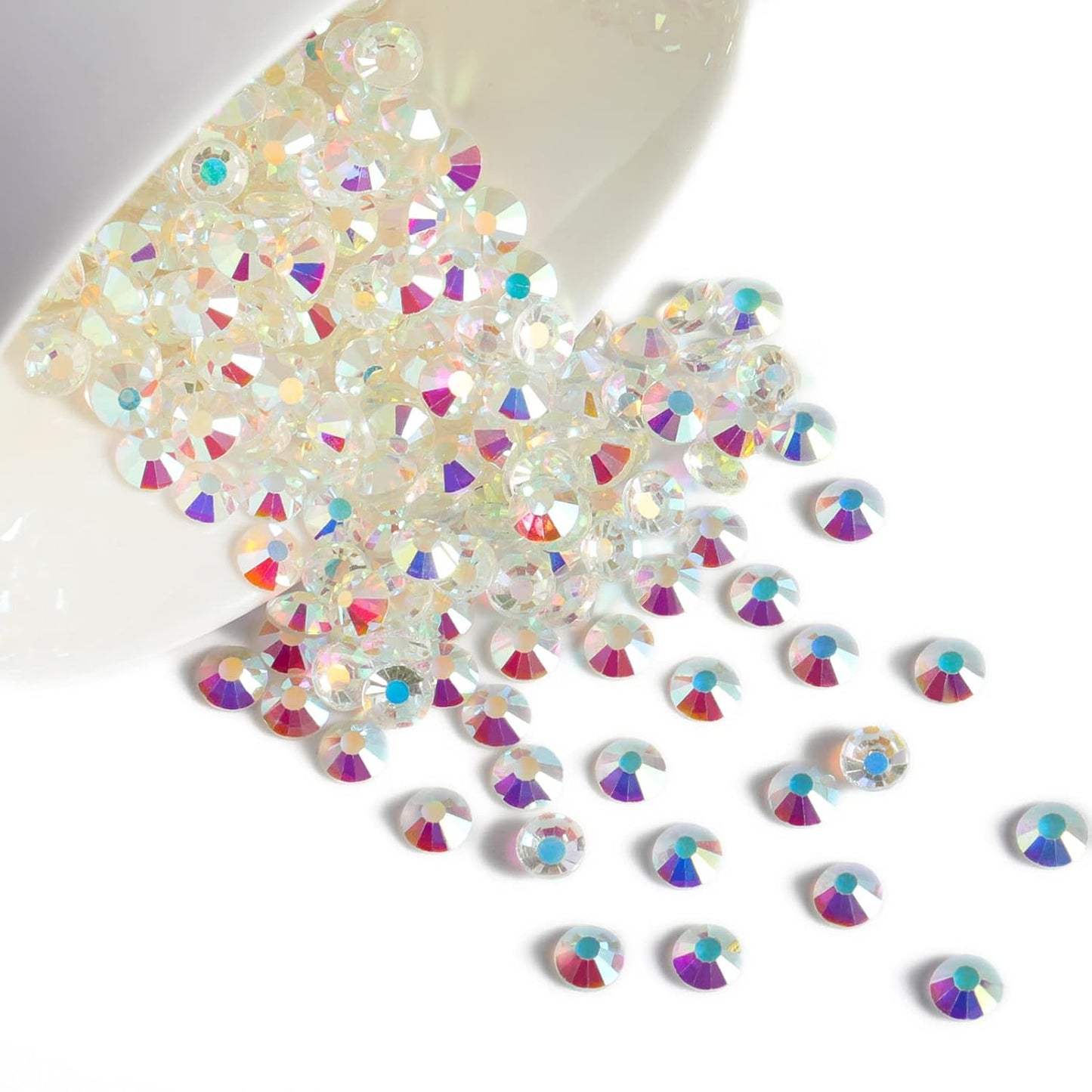 Beadsland 2880pcs Flat Back Crystal Rhinestones Round Gems for Nail Art and Craft Glue Fix, Transparent AB,SS4,1.5-1.7mm