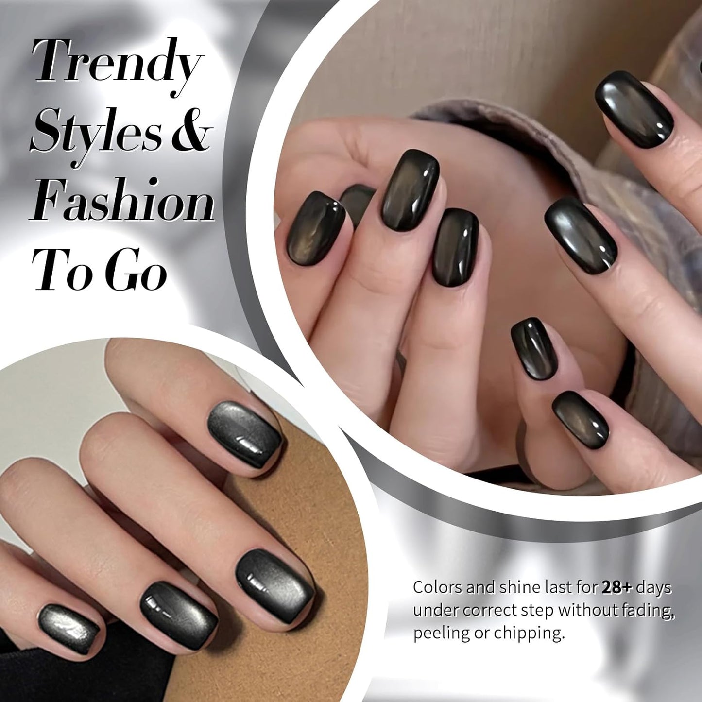 BORN PRETTY Cat Magnetic Eye Gel Nail Polish Jelly Glass Magnetic Gel Polish 15ML Holographic Glitter Shimmer Translucent Sheer Color Magnetic Nail Polish Salon DIY at Home